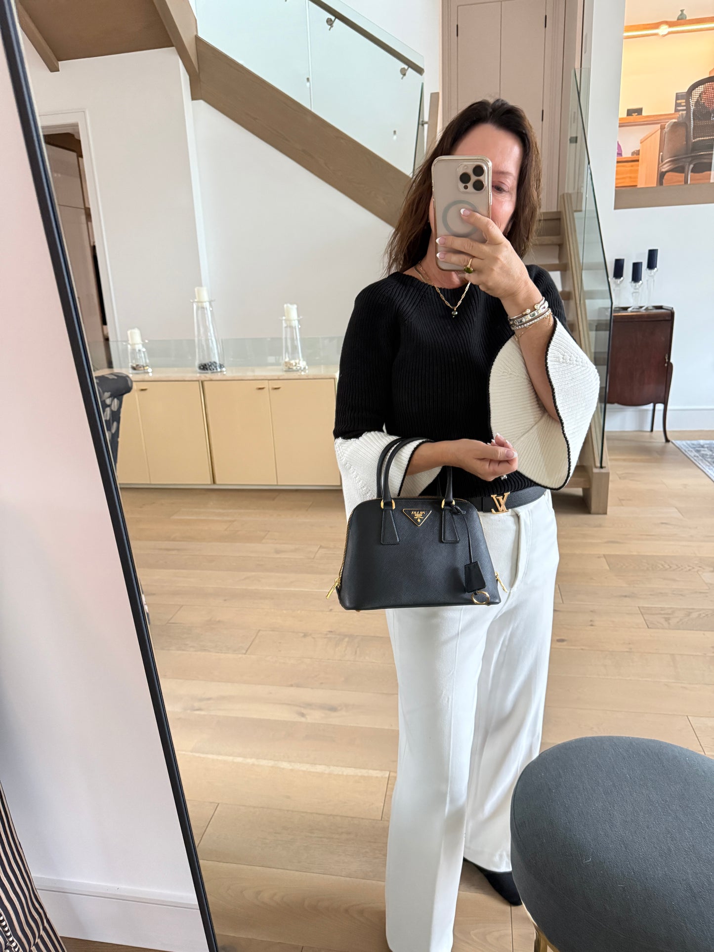 Prada Saffiano Lux Dome Open Satchel