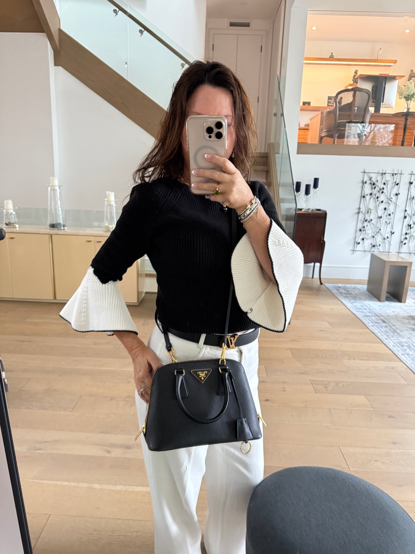 Prada Saffiano Lux Dome Open Satchel