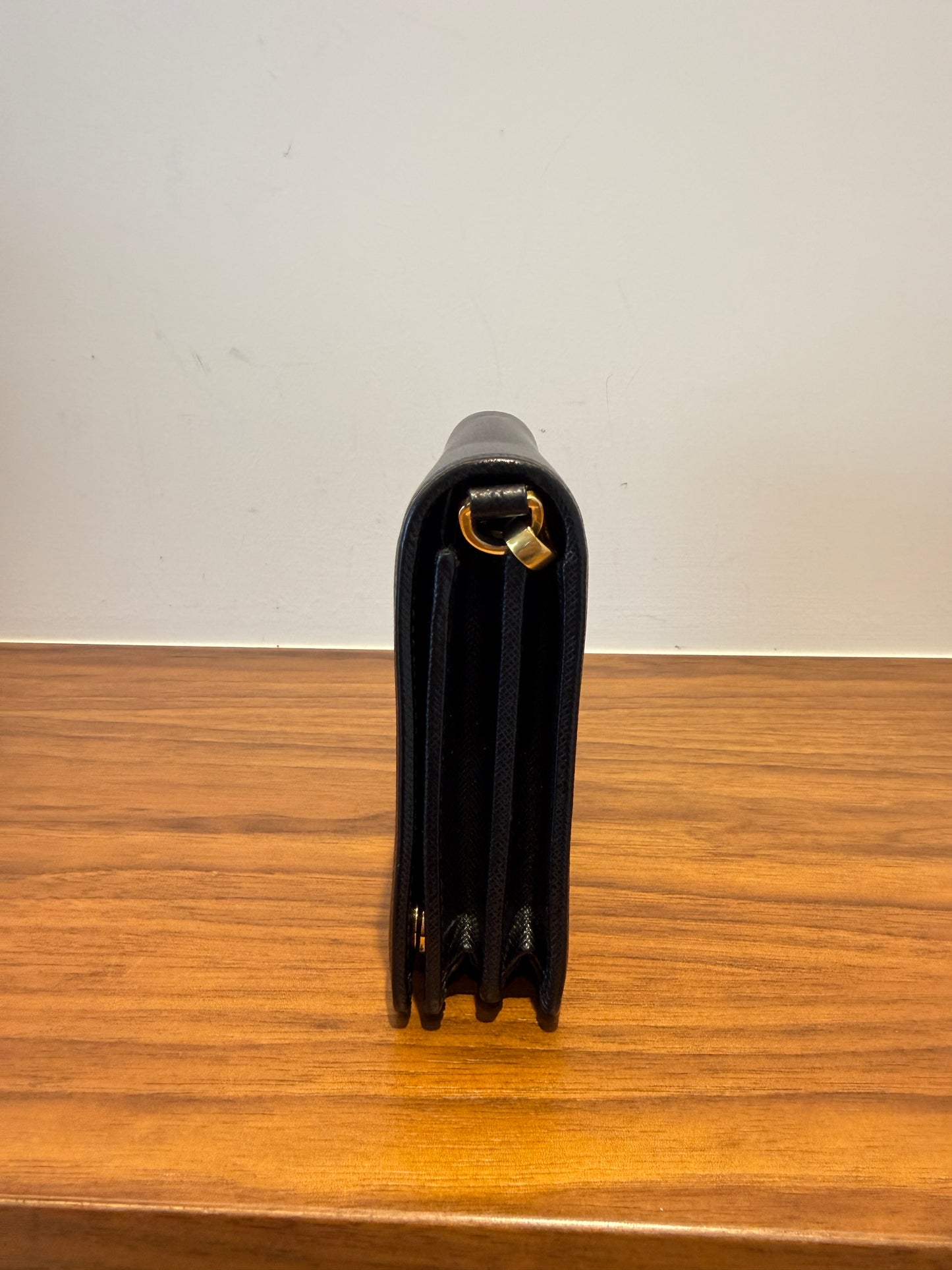 Prada Wallet on Chain in Black and Gold