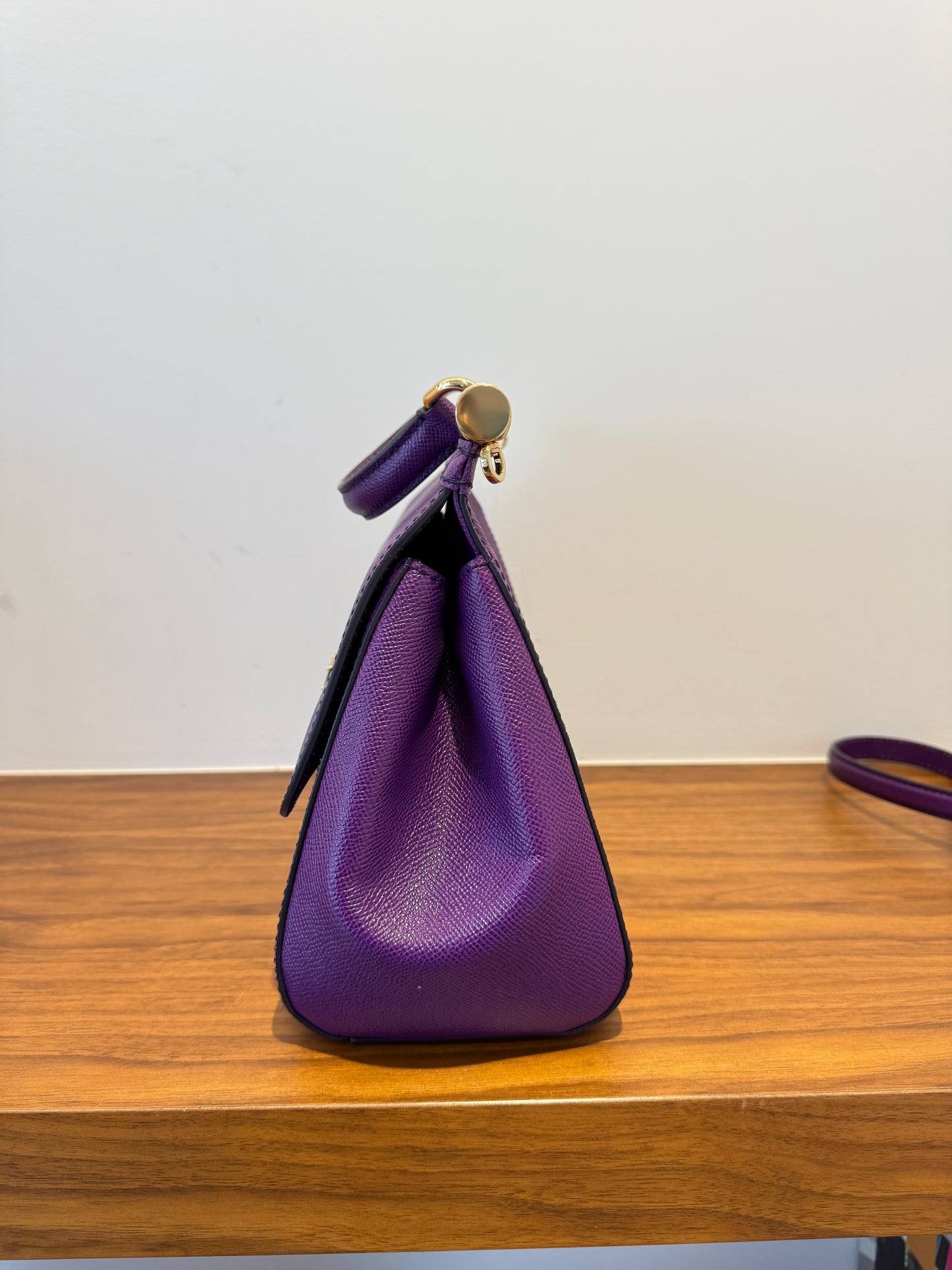 Dolce and Gabbana Calfskin Miss Sicily Satchel in Purple Pre-Owned