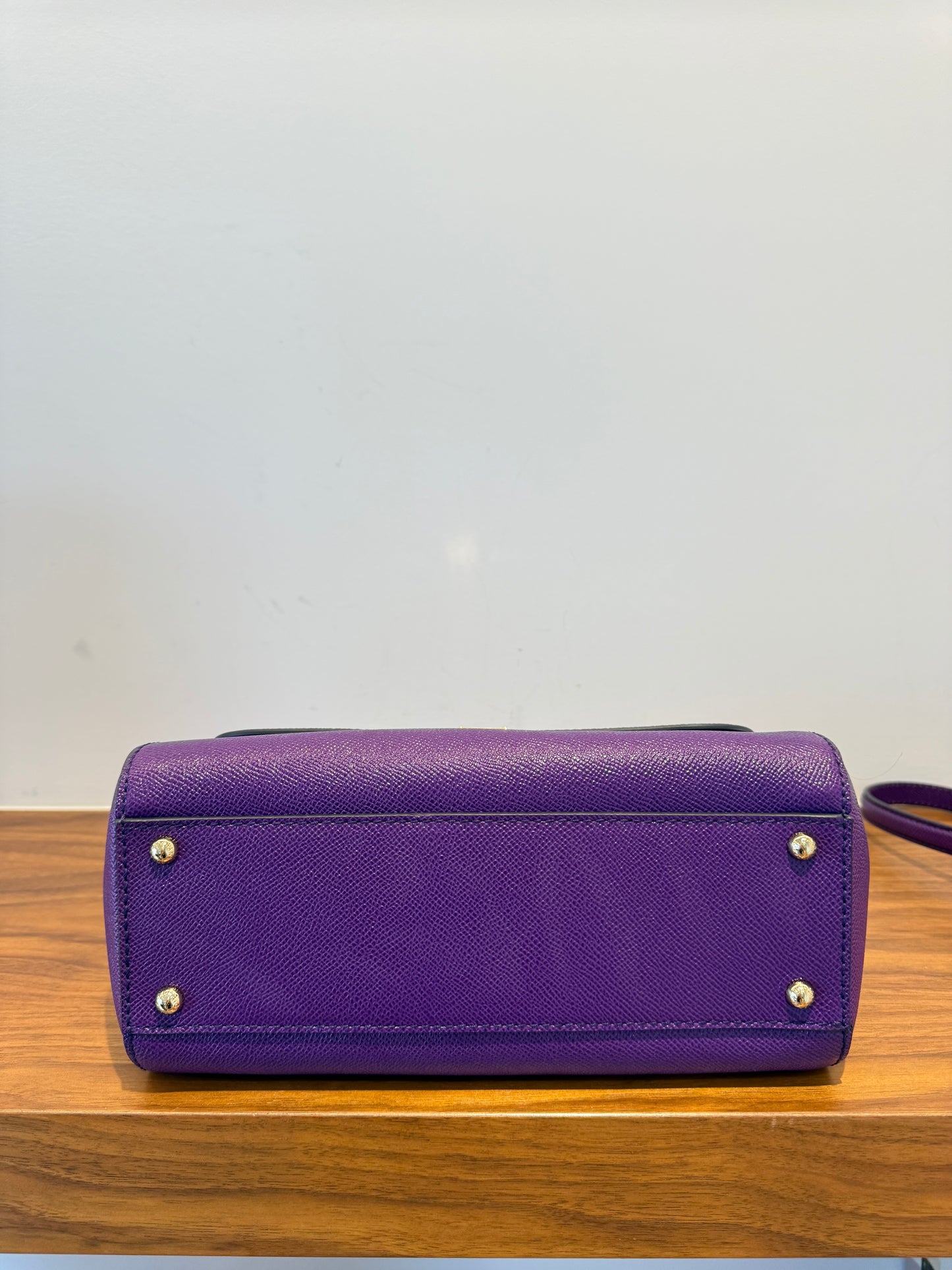 Dolce and Gabbana Calfskin Miss Sicily Satchel in Purple Pre-Owned