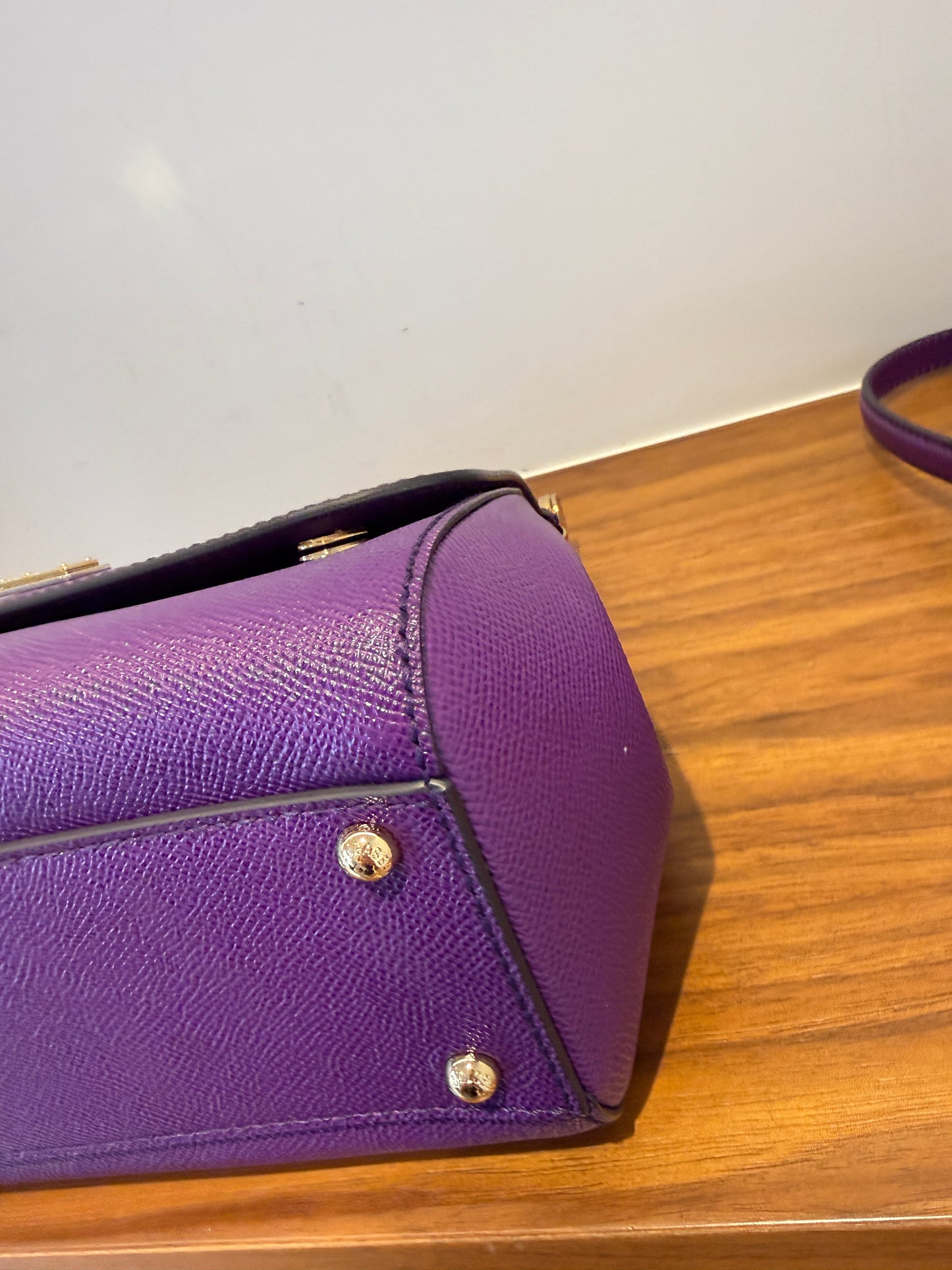 Dolce and Gabbana Calfskin Miss Sicily Satchel in Purple Pre-Owned