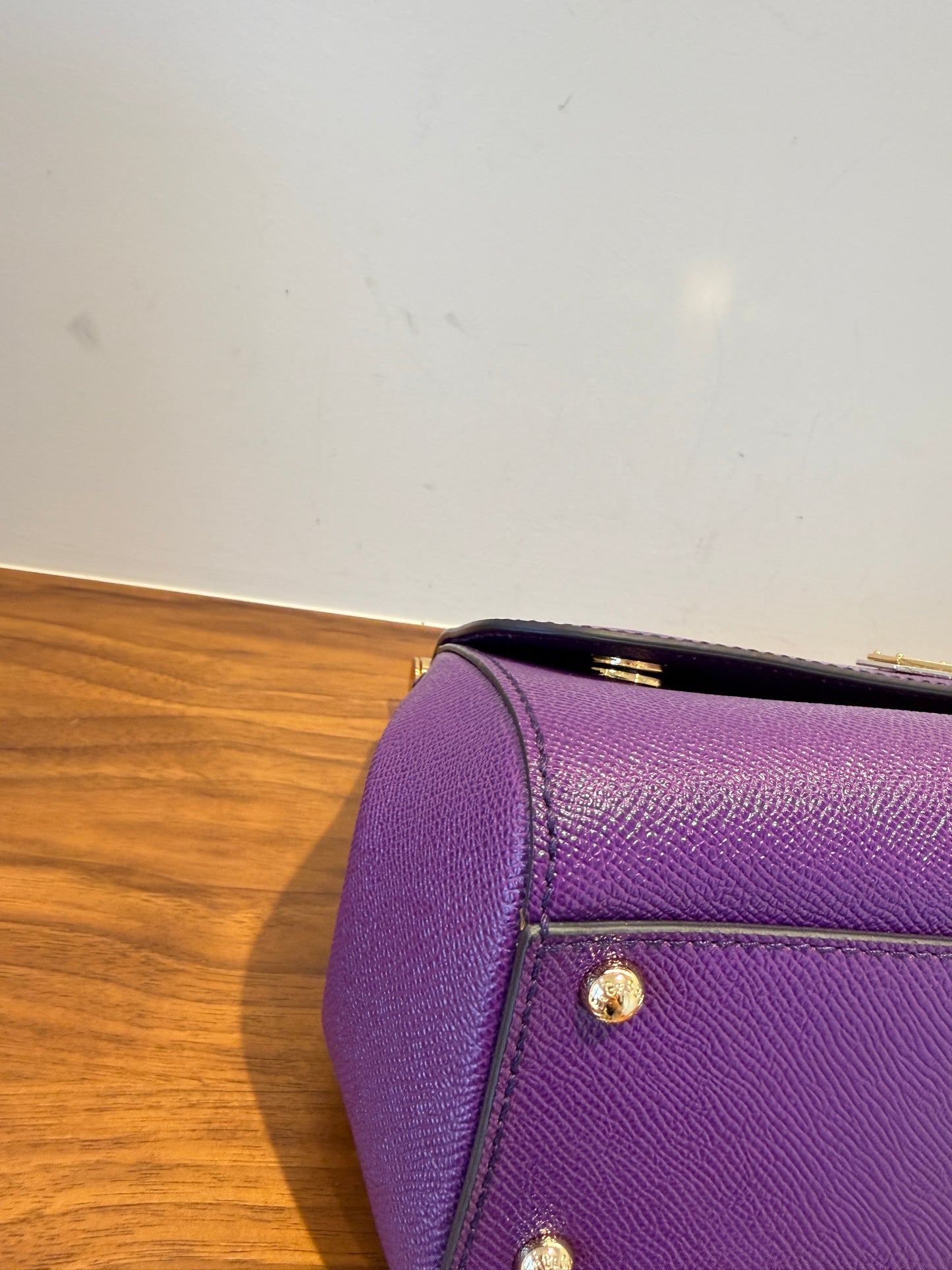 Dolce and Gabbana Calfskin Miss Sicily Satchel in Purple Pre-Owned