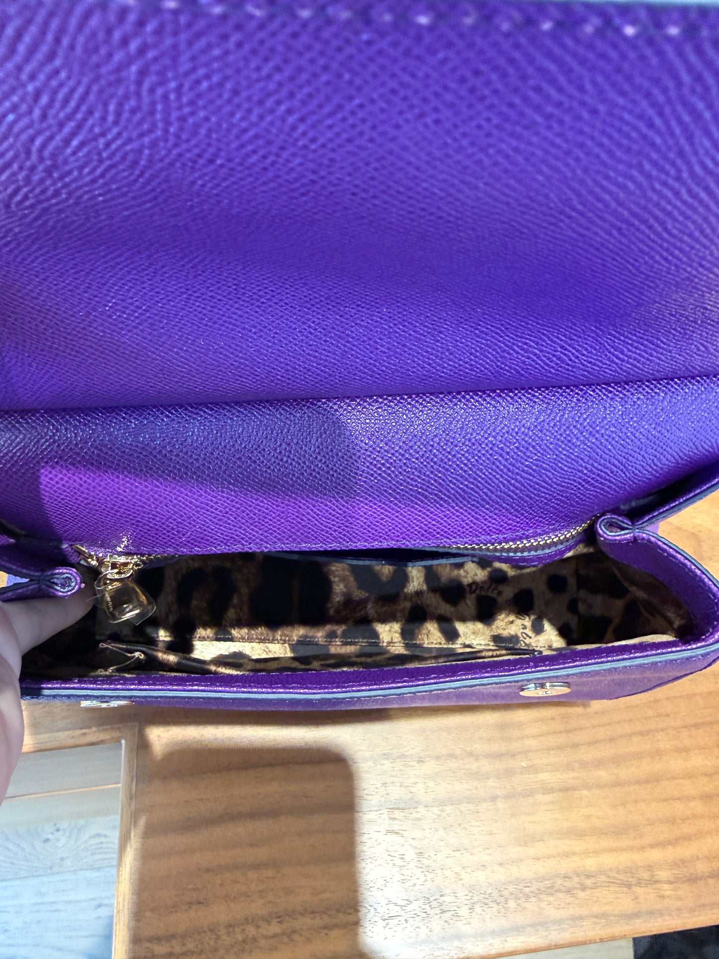 Dolce and Gabbana Calfskin Miss Sicily Satchel in Purple Pre-Owned