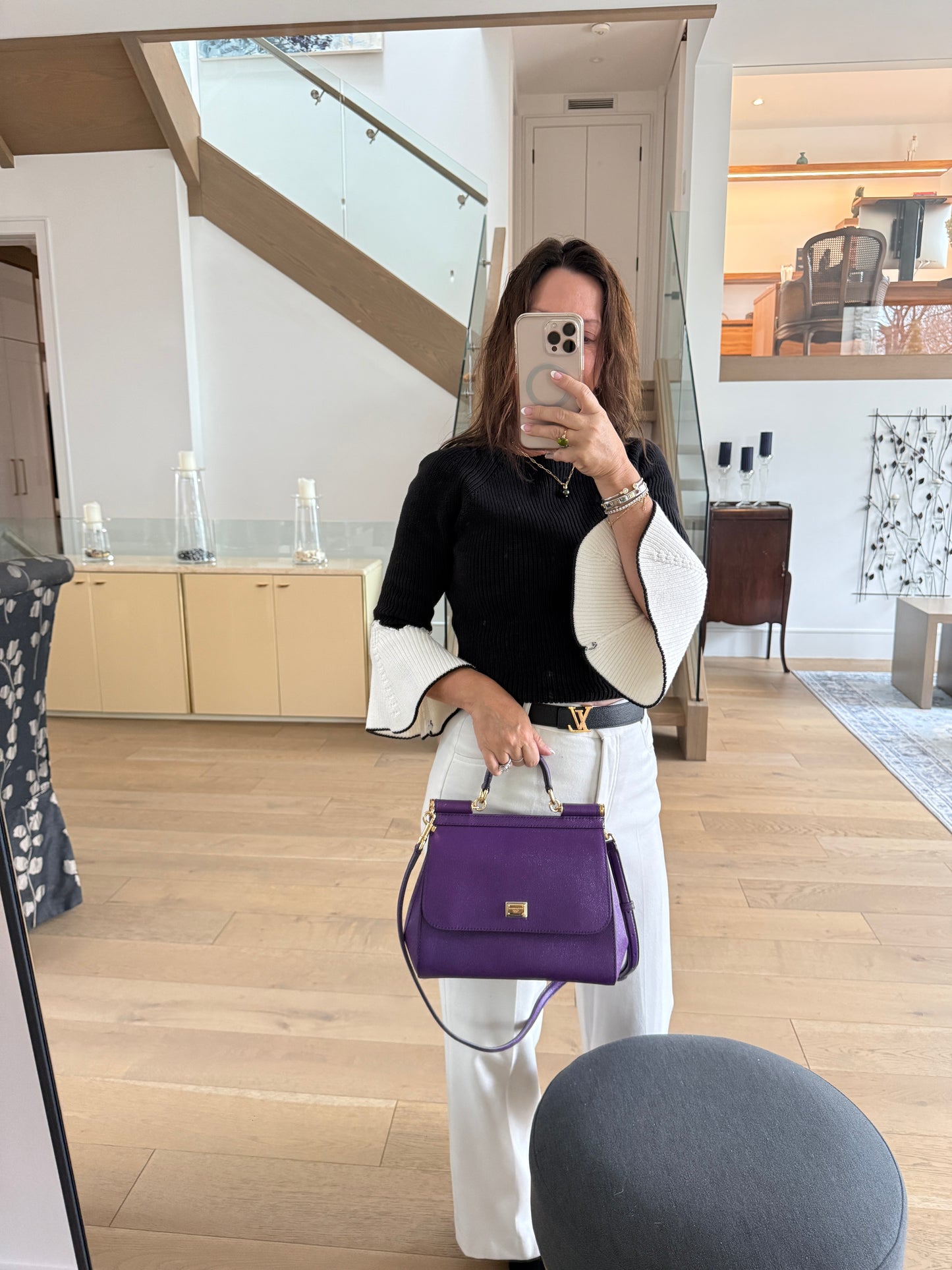 Dolce and Gabbana Calfskin Miss Sicily Satchel in Purple Pre-Owned