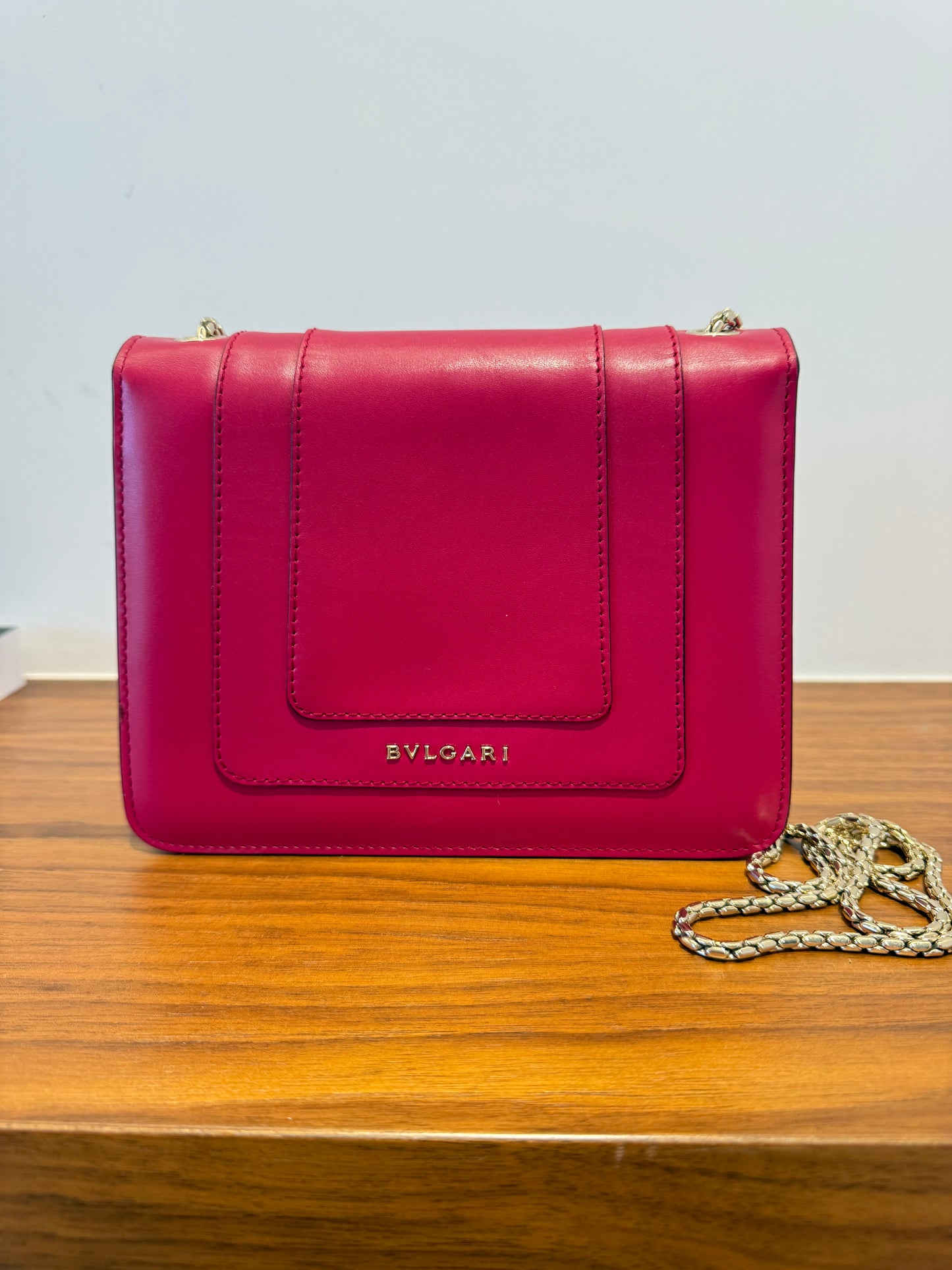 Bulgari Calfskin Small Serpenti Forever Snake Strap Shoulder Bag Pink
