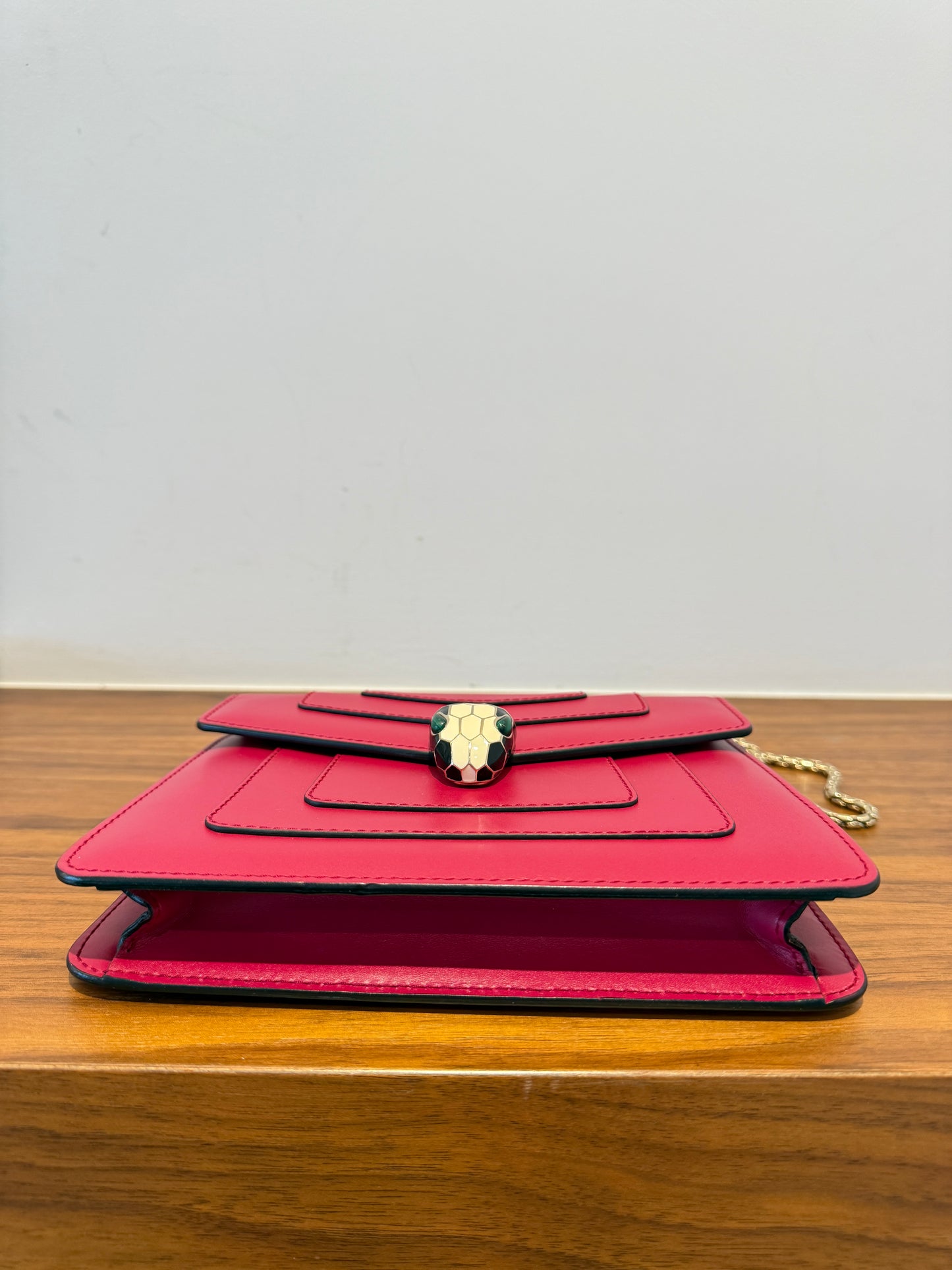 Bulgari Calfskin Small Serpenti Forever Snake Strap Shoulder Bag Pink