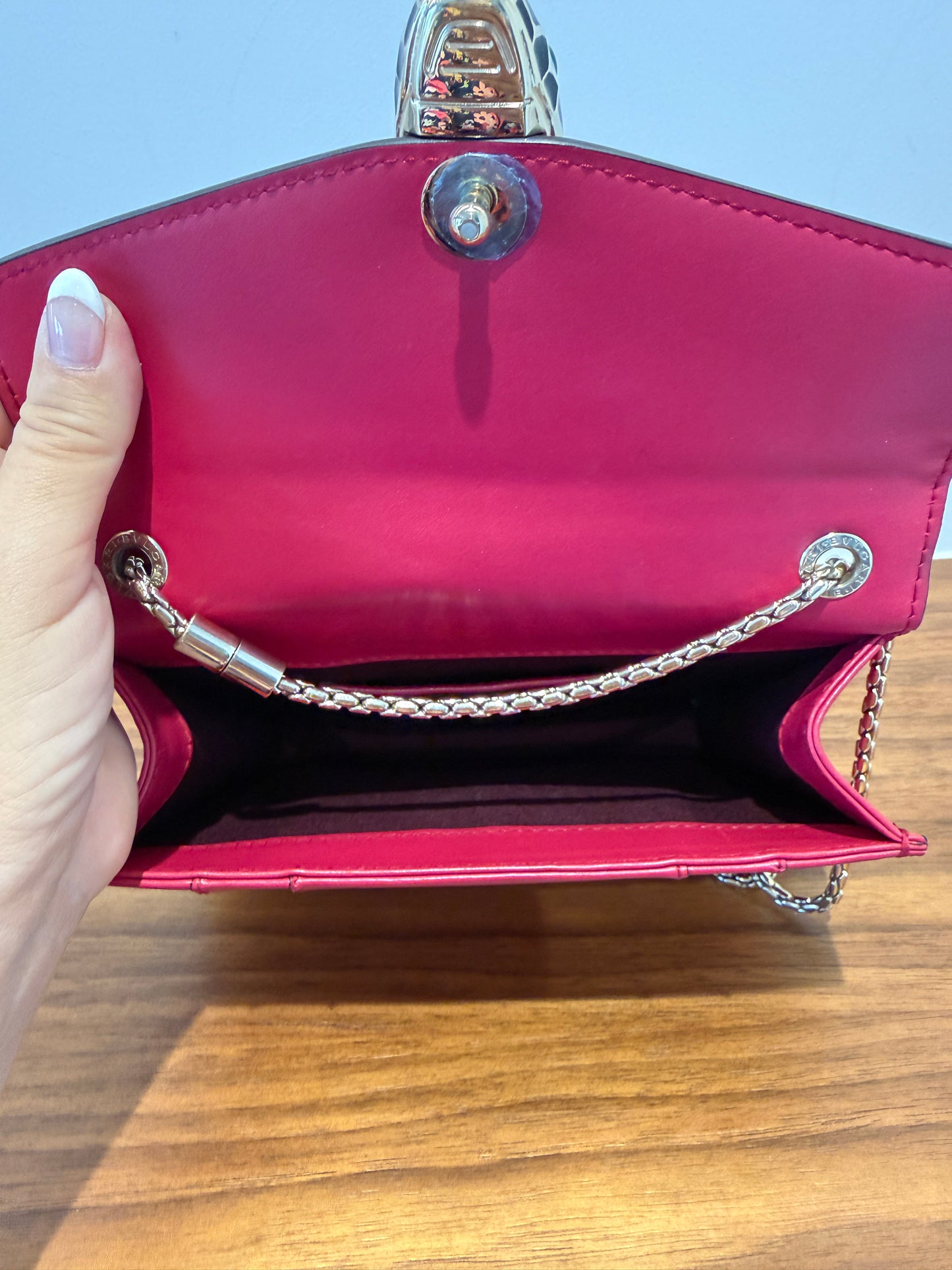 Bulgari Calfskin Small Serpenti Forever Snake Strap Shoulder Bag Pink