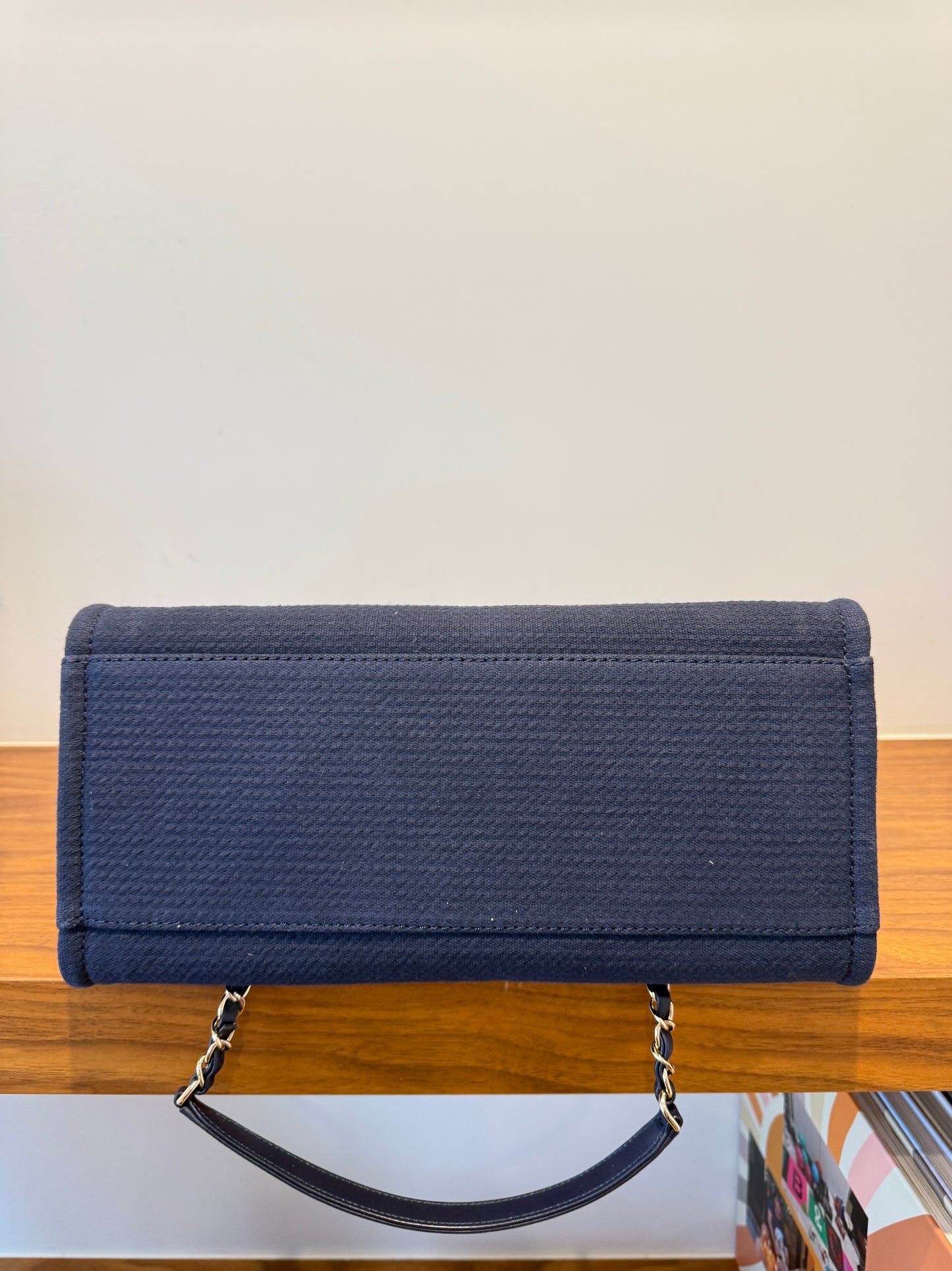 Chanel Navy Blue Mixed Fibers Small Deauville Tote Pre-Owned