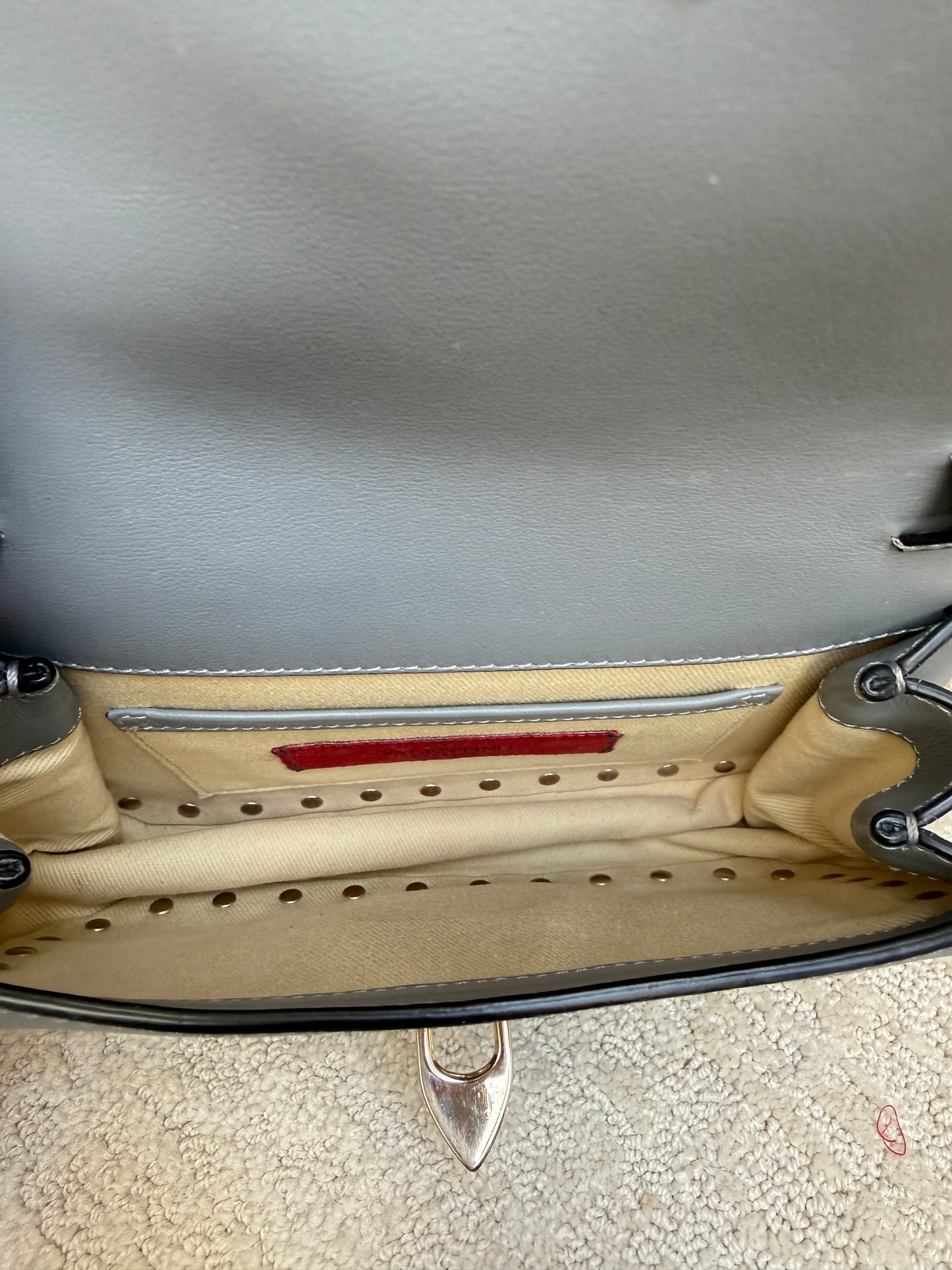 Valentino Garavani Vitello Mini Rockstud Flap Saddle Crossbody Blue