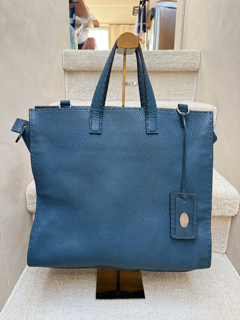 Fendi Selleria Leather Tote Bag in Blue