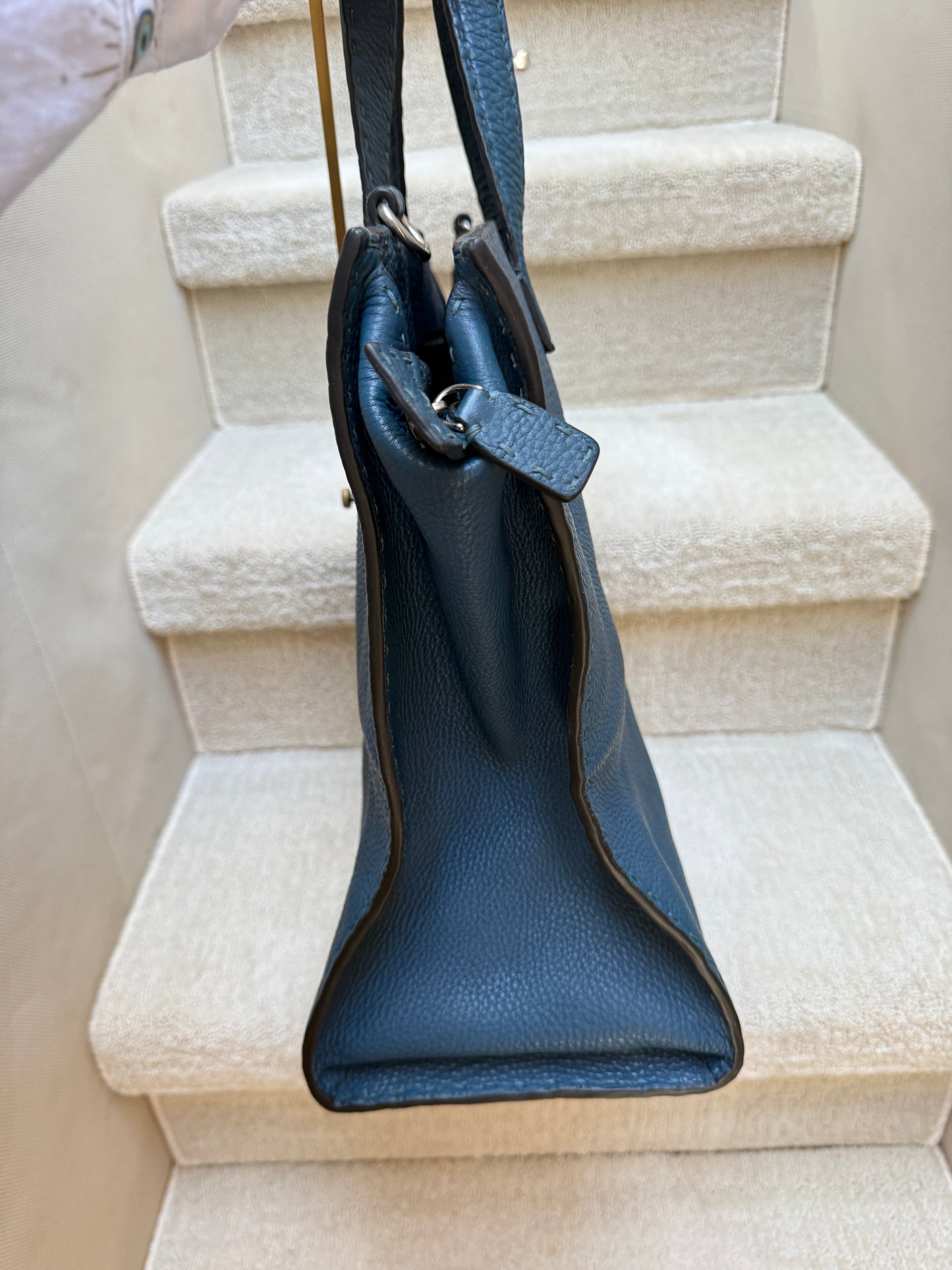 Fendi Selleria Leather Tote Bag in Blue