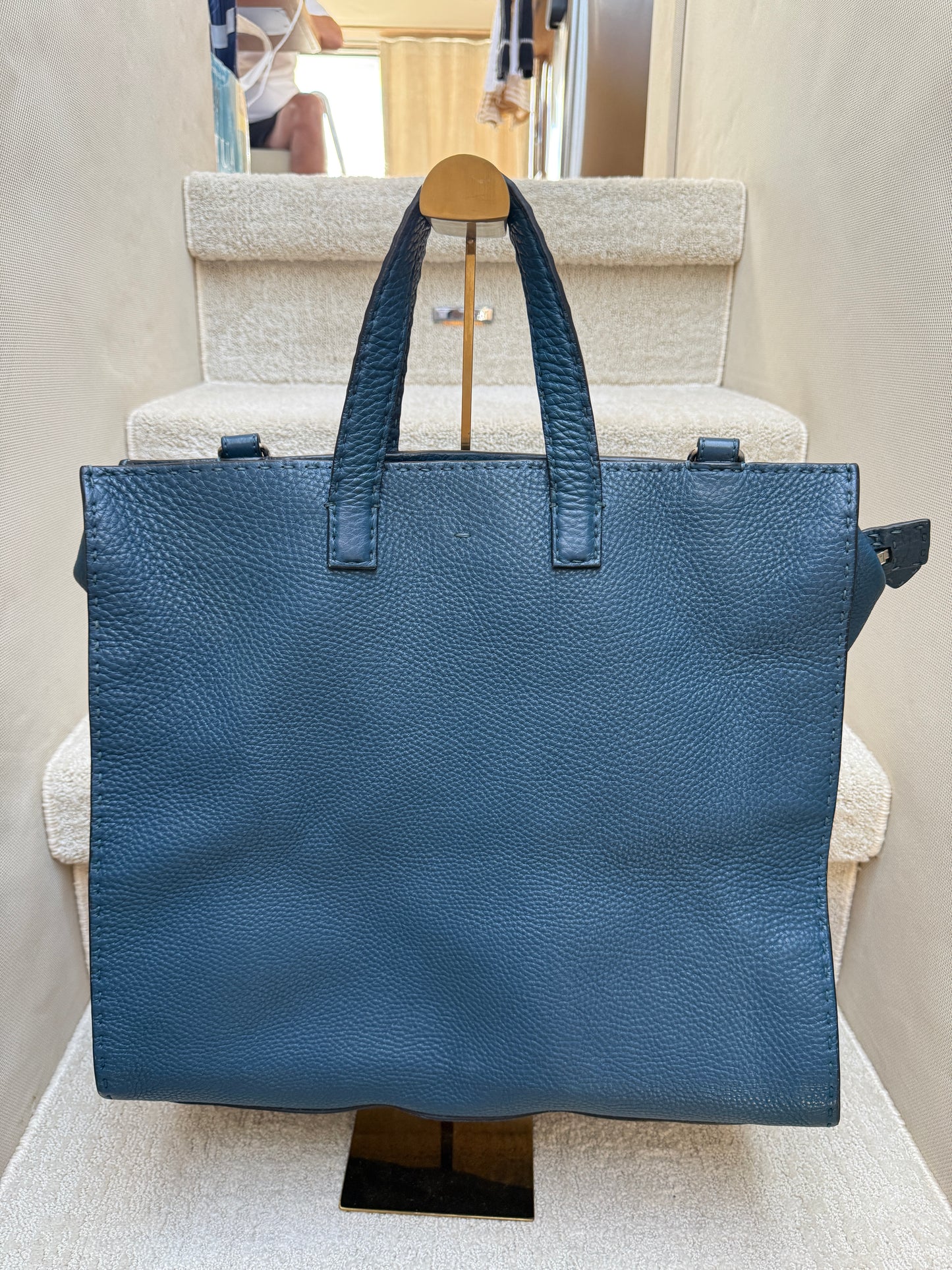 Fendi Selleria Leather Tote Bag in Blue
