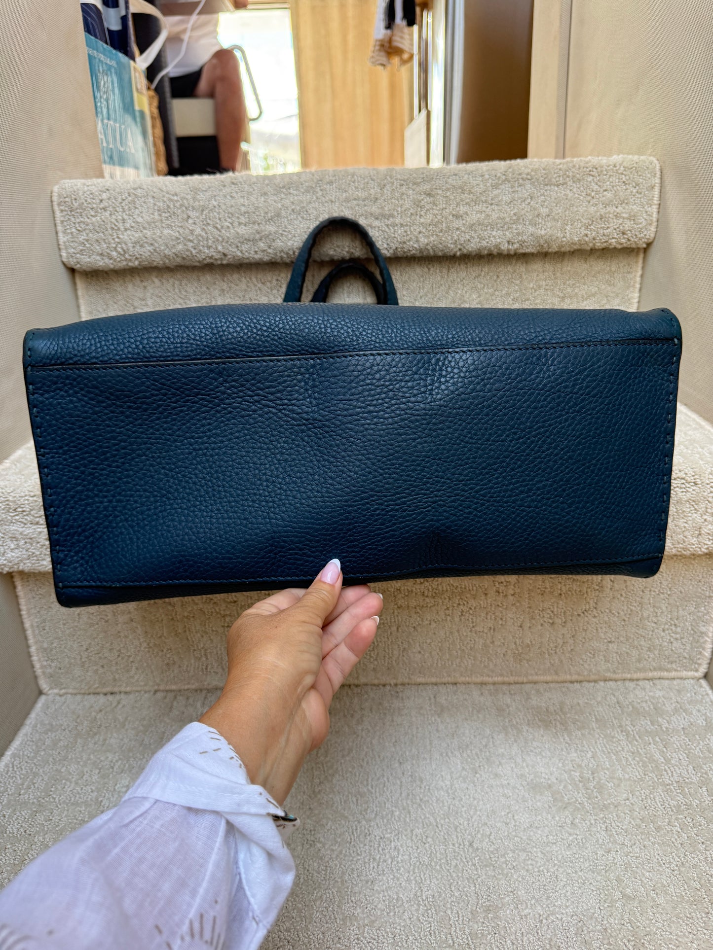 Fendi Selleria Leather Tote Bag in Blue