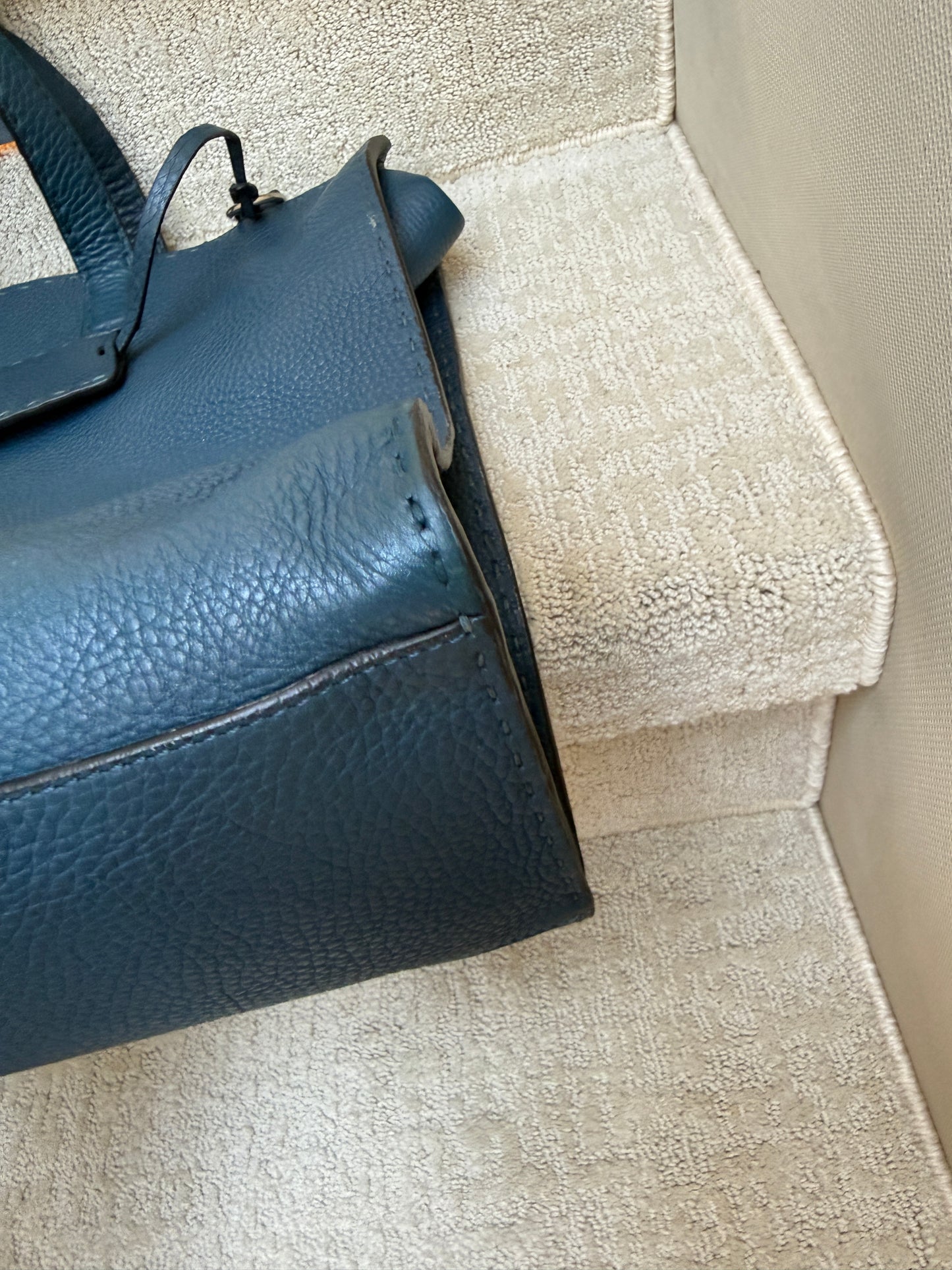 Fendi Selleria Leather Tote Bag in Blue