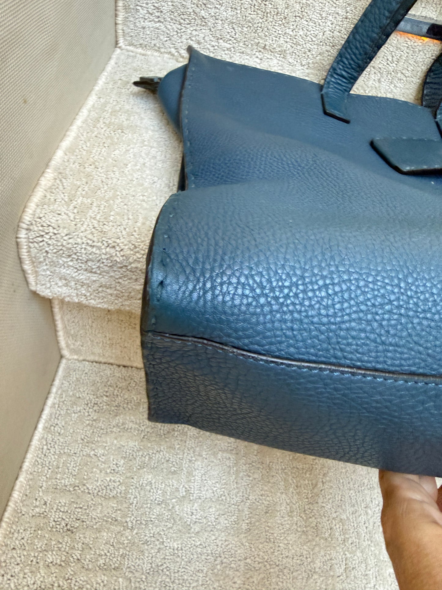 Fendi Selleria Leather Tote Bag in Blue