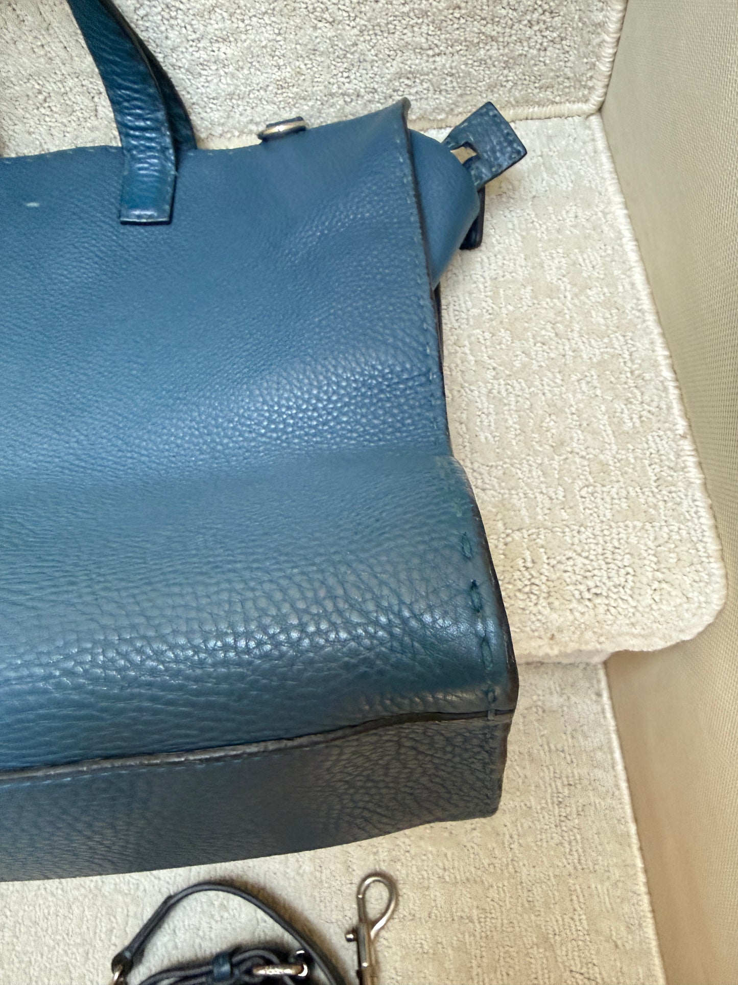 Fendi Selleria Leather Tote Bag in Blue