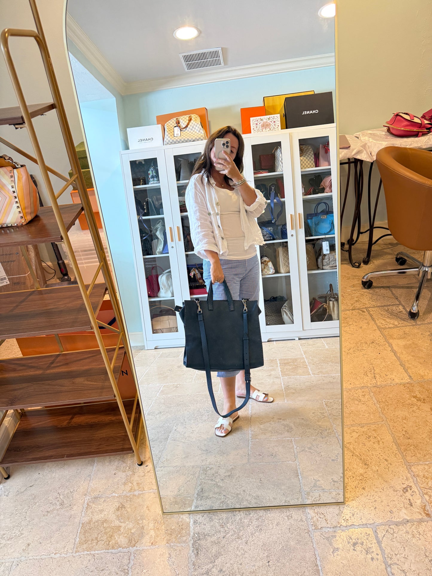 Fendi Selleria Leather Tote Bag in Blue