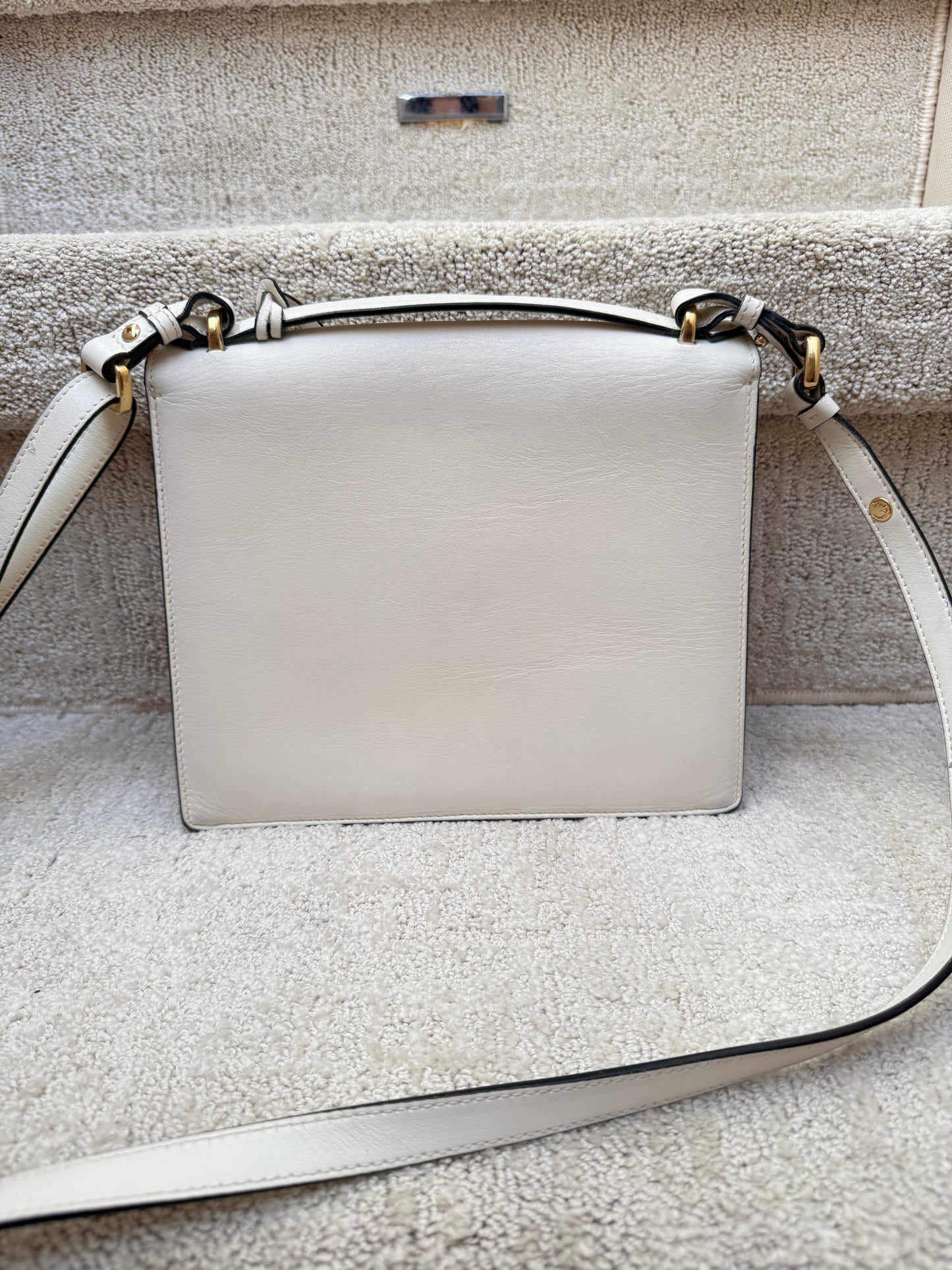 Ferragamo Handbag in White Leather with Gancini Hardware