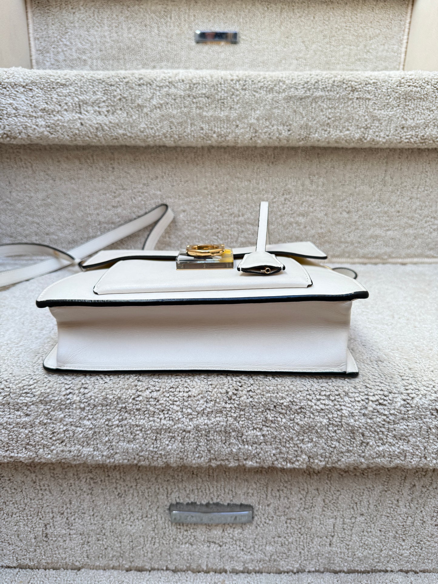 Ferragamo Handbag in White Leather with Gancini Hardware