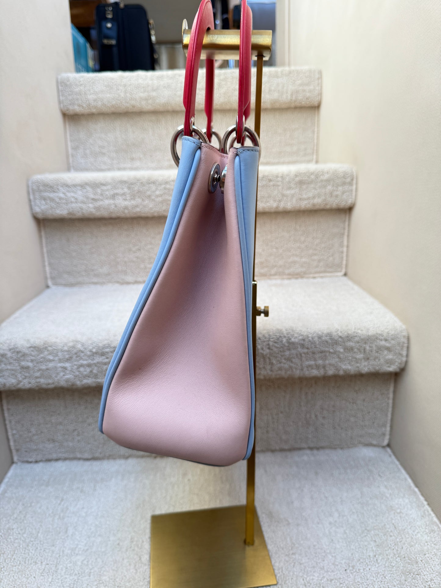 Christian Dior Smooth Calfskin Large Diorissimo Tote Tri-Color
