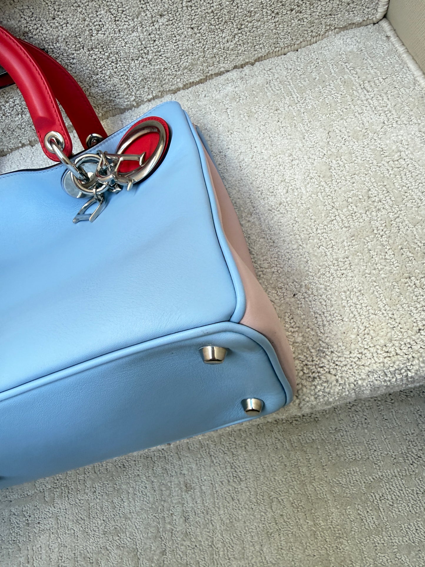 Christian Dior Smooth Calfskin Large Diorissimo Tote Tri-Color
