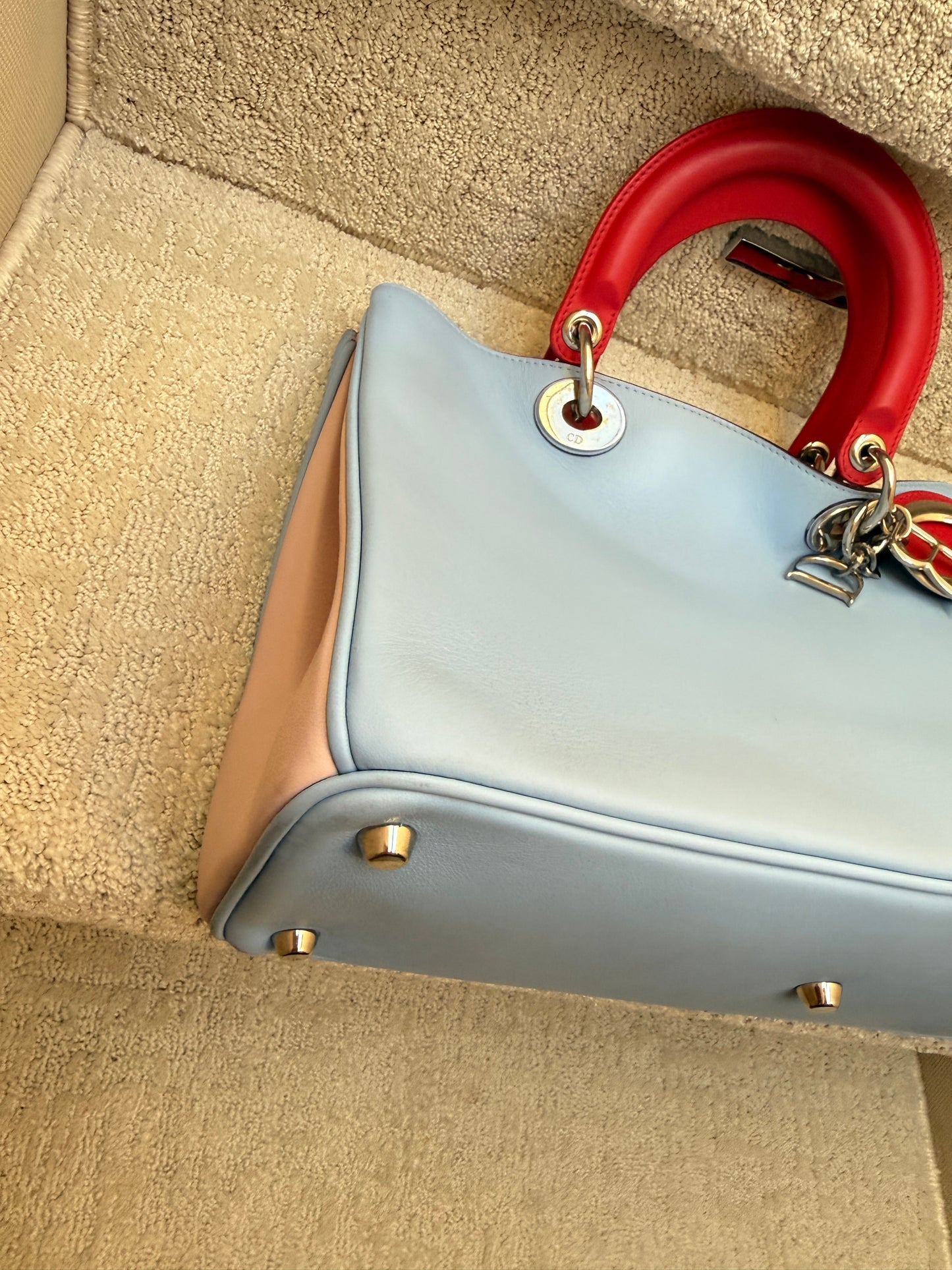 Christian Dior Smooth Calfskin Large Diorissimo Tote Tri-Color