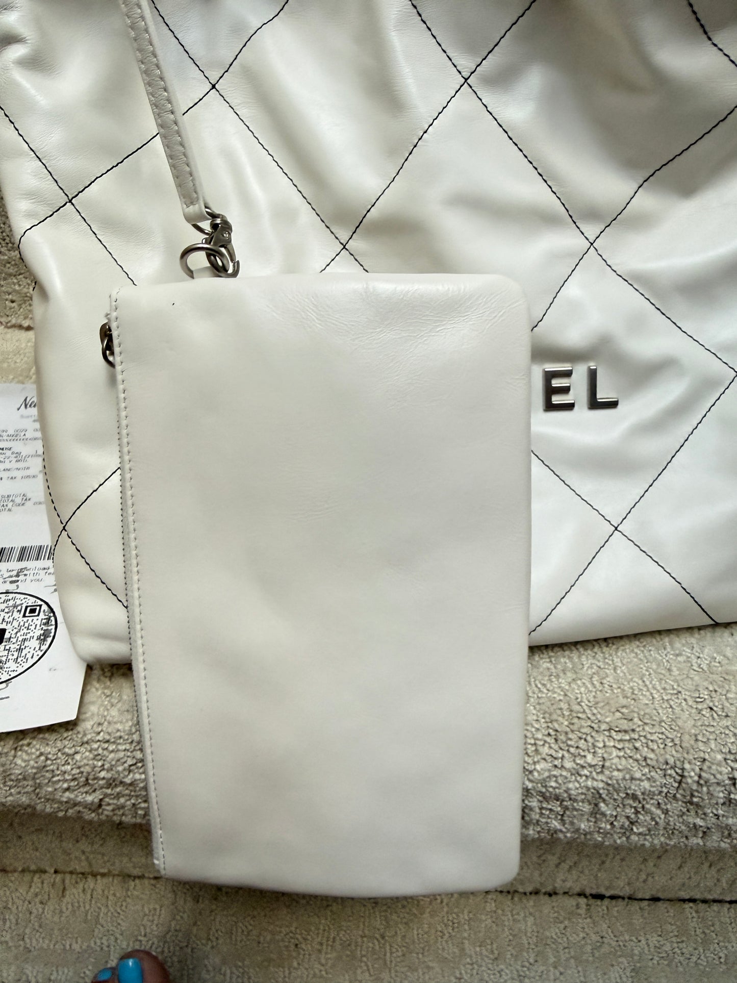 Chanel 22 Calfskin Quilted White with Silver Hardware Pre-Owned