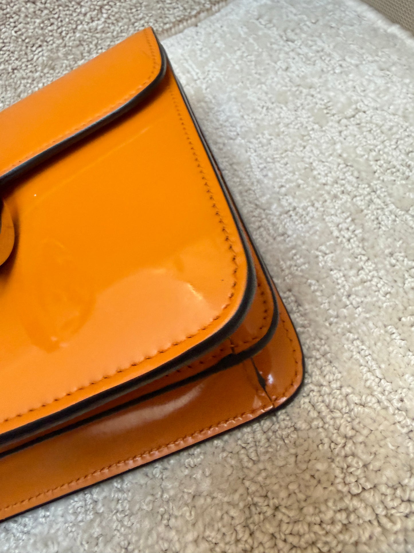 Gucci Dollar Calfskin Small Interlocking G Shoulder Bag in orange patent