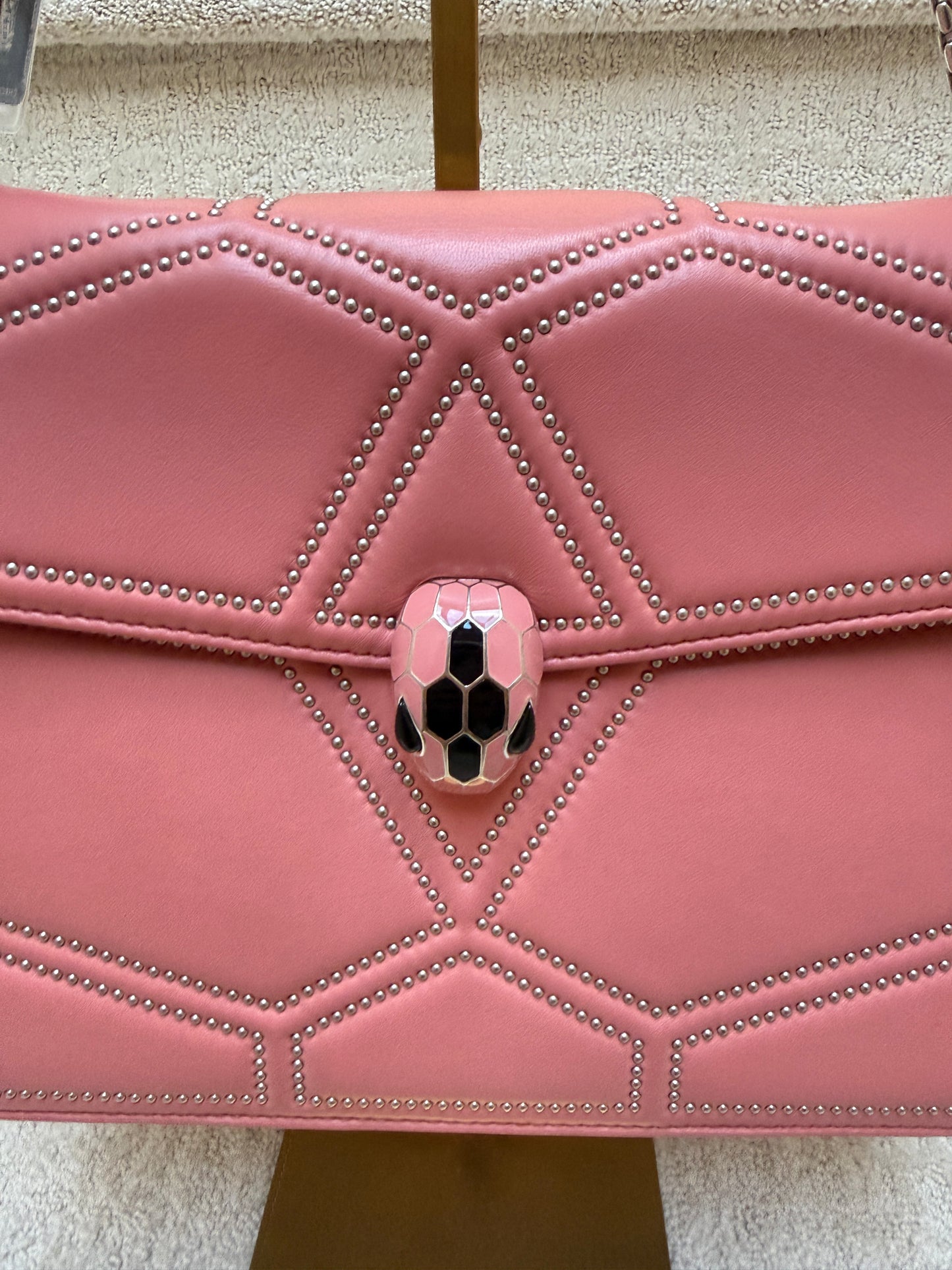 Bvlgari Serpenti Forever Pink Studded Shoulder Bag