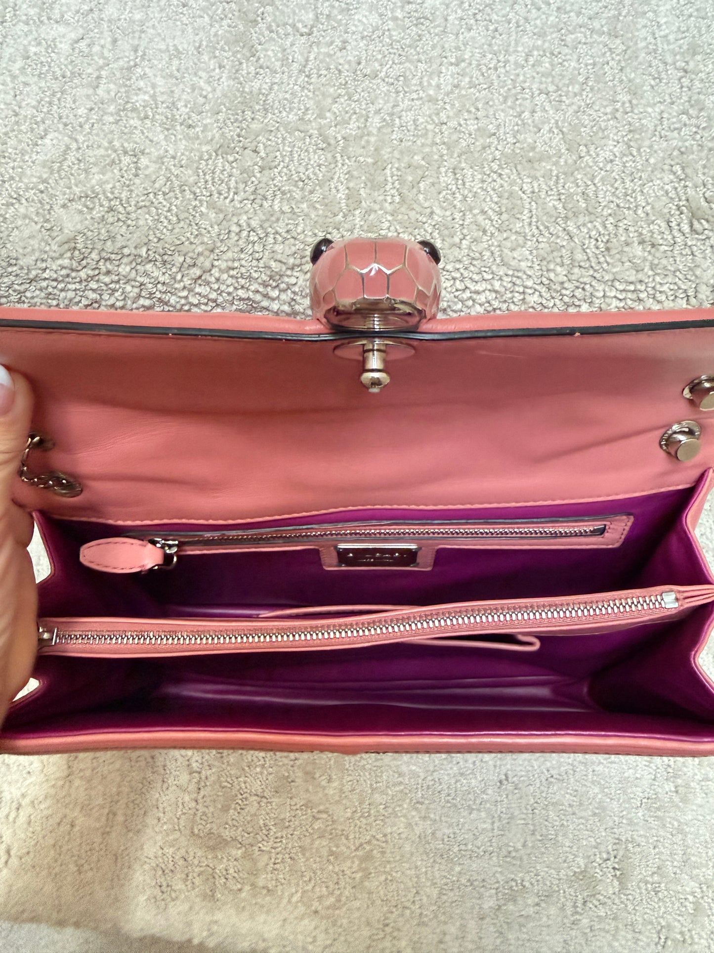 Bvlgari Serpenti Forever Pink Studded Shoulder Bag