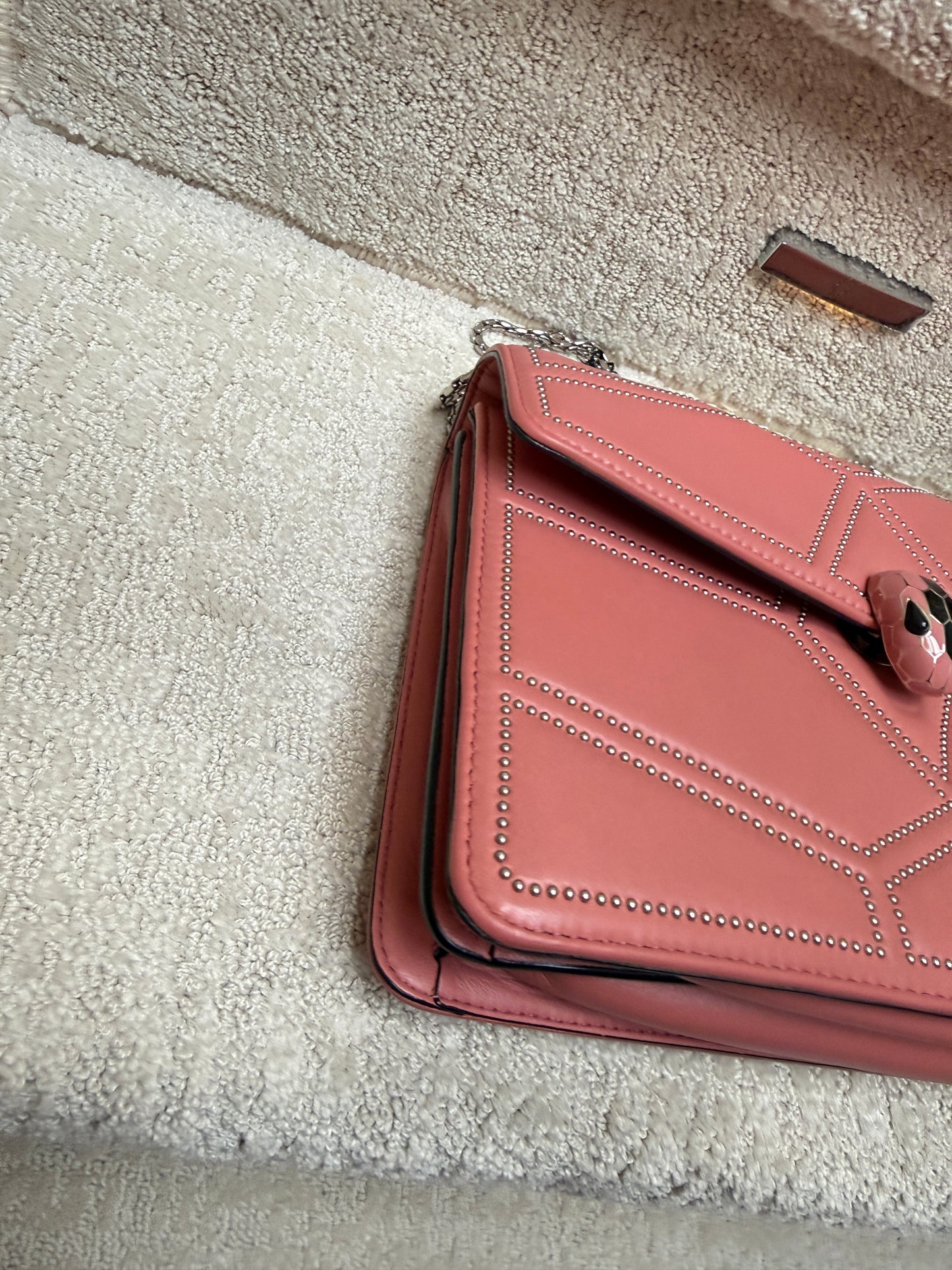 Bvlgari Serpenti Forever Pink Studded Shoulder Bag
