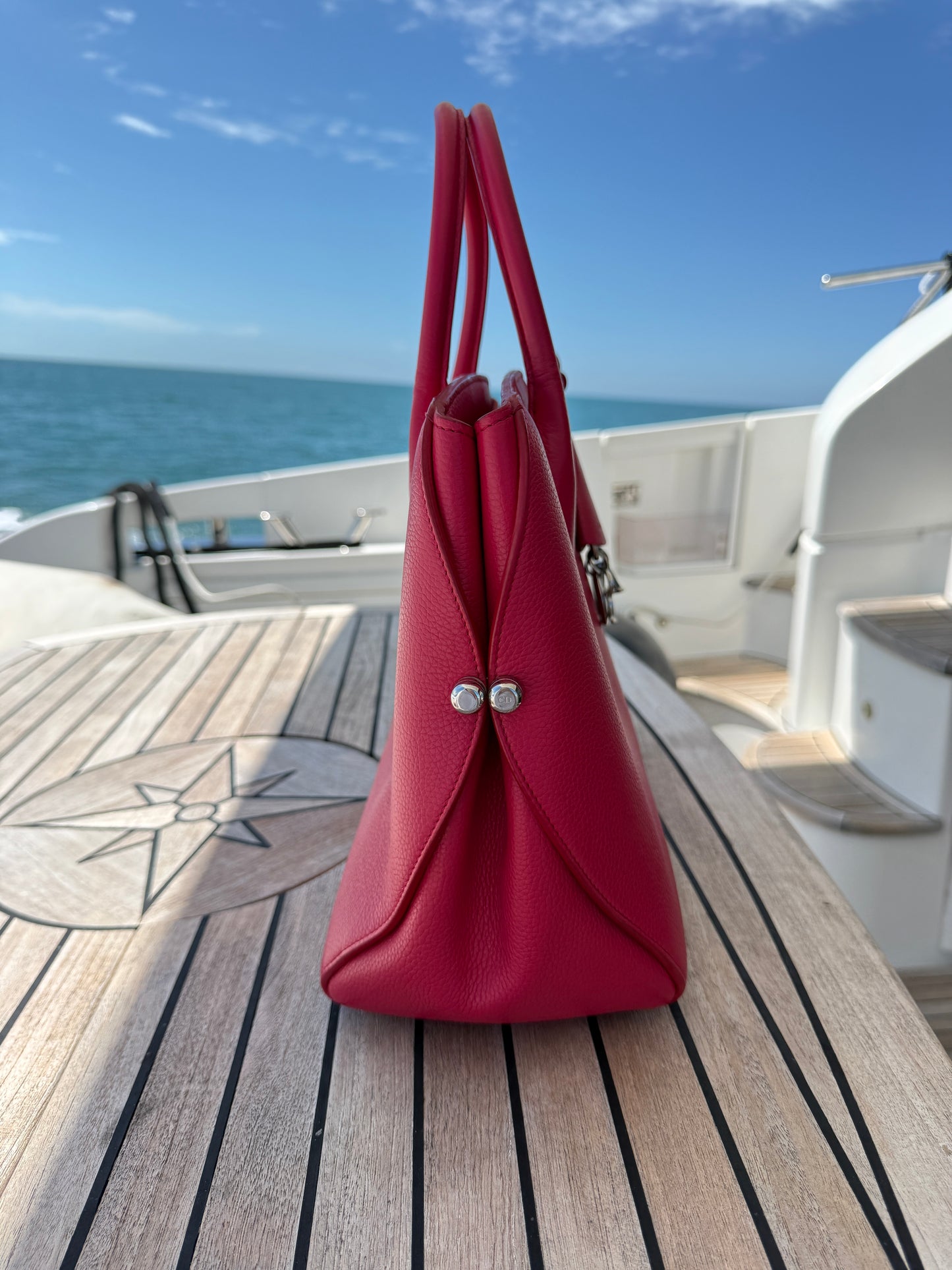 Dior Grained Calfskin Bar Tote Hot Pink