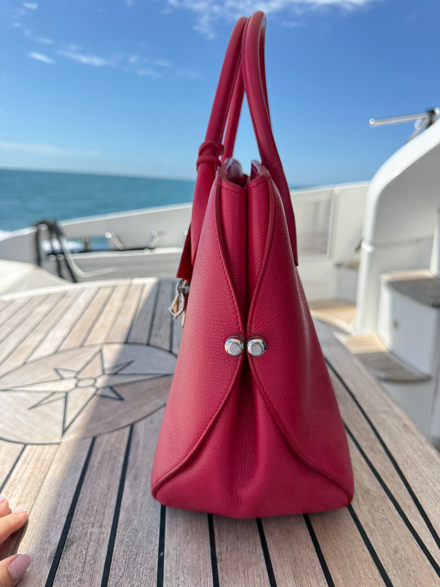 Dior Grained Calfskin Bar Tote Hot Pink