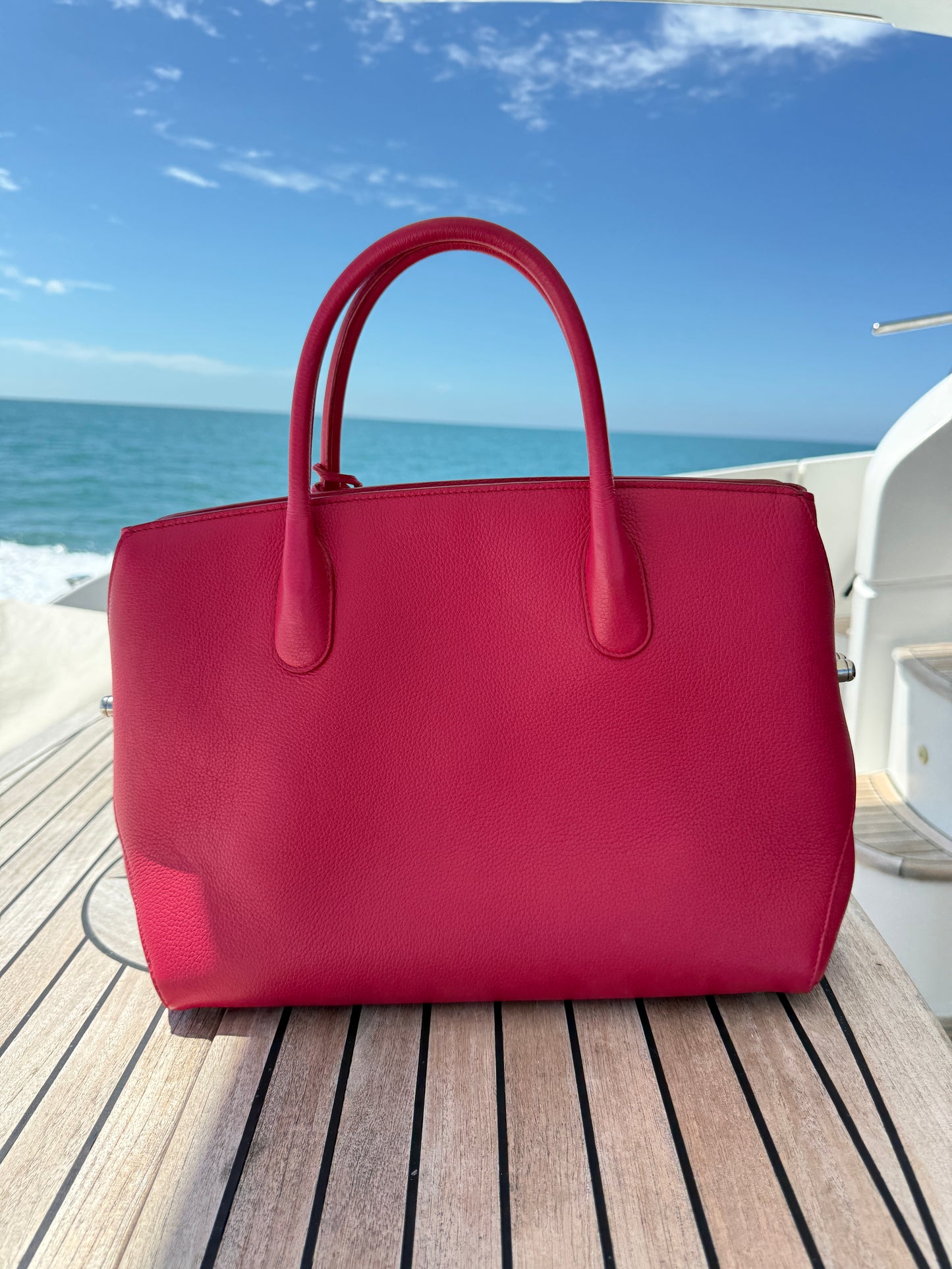 Dior Grained Calfskin Bar Tote Hot Pink