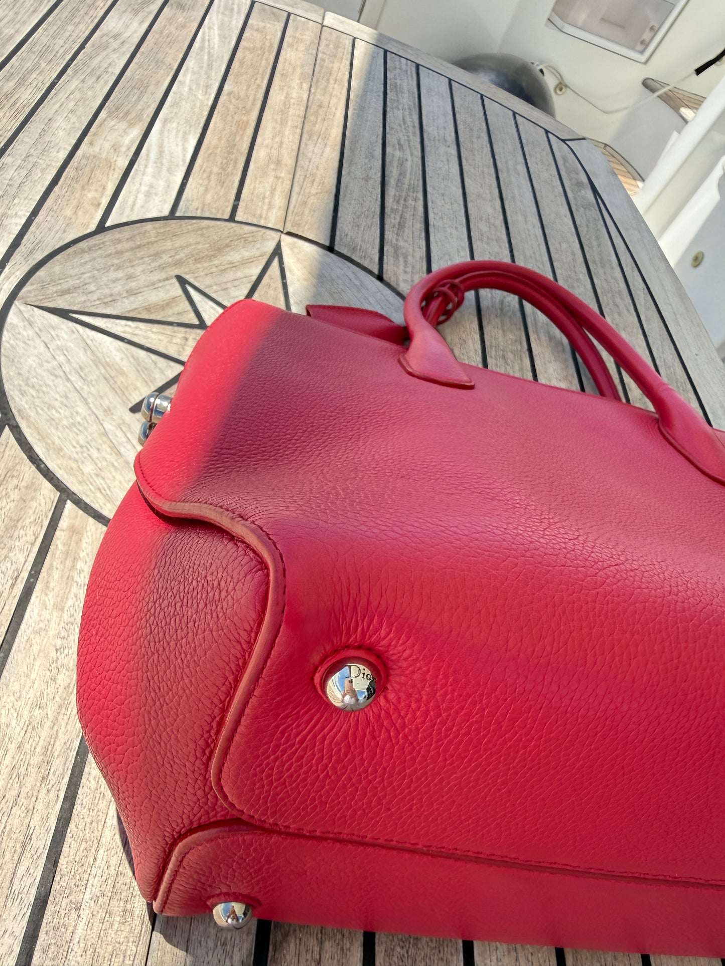 Dior Grained Calfskin Bar Tote Hot Pink