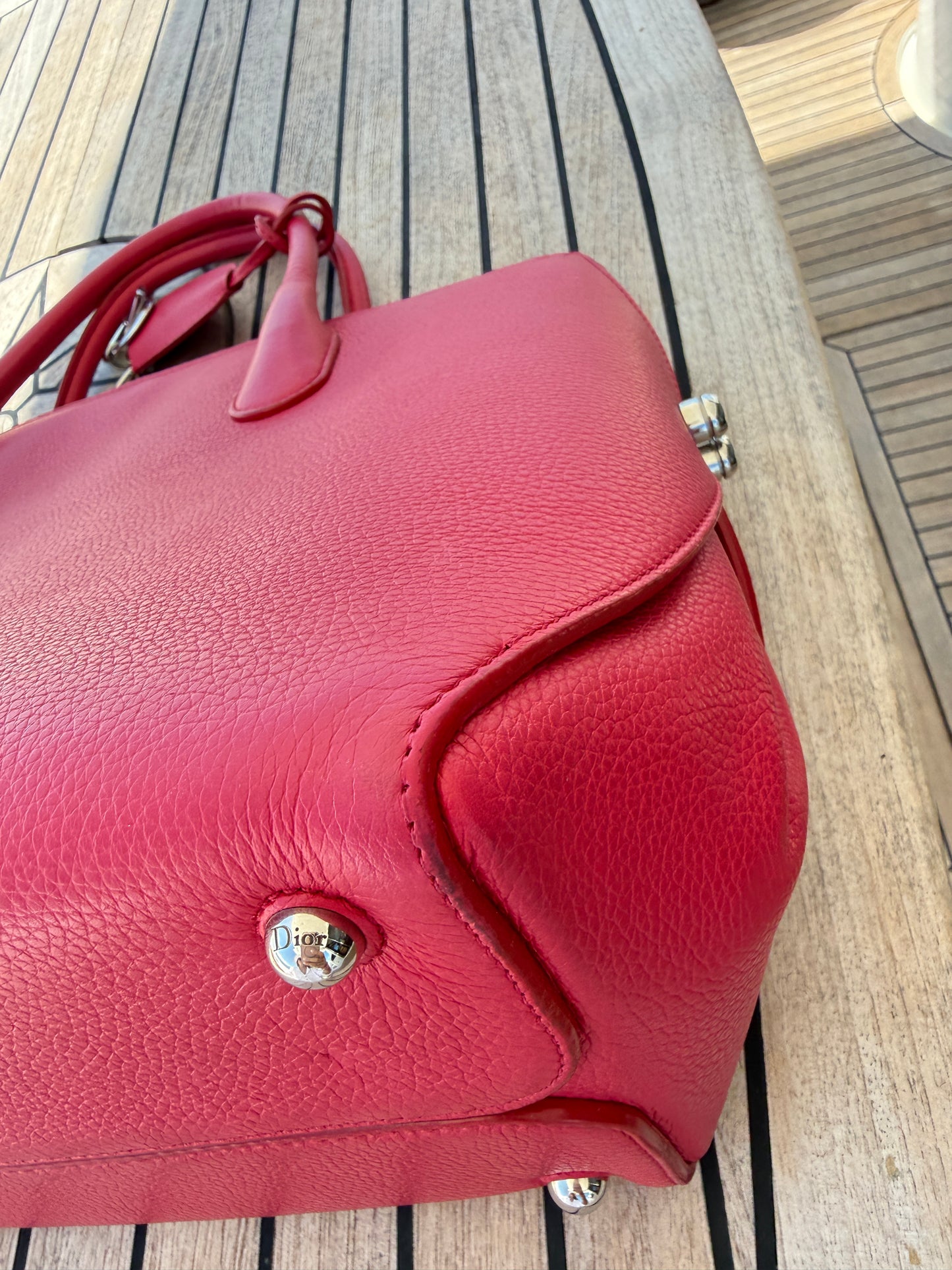 Dior Grained Calfskin Bar Tote Hot Pink