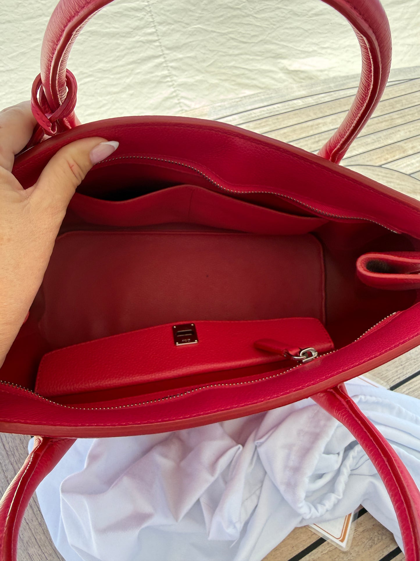 Dior Grained Calfskin Bar Tote Hot Pink