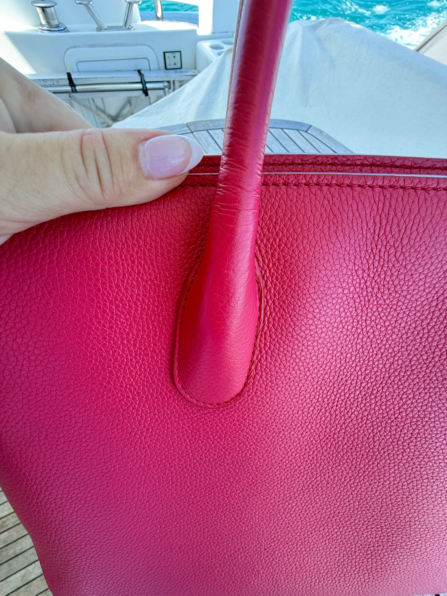 Dior Grained Calfskin Bar Tote Hot Pink