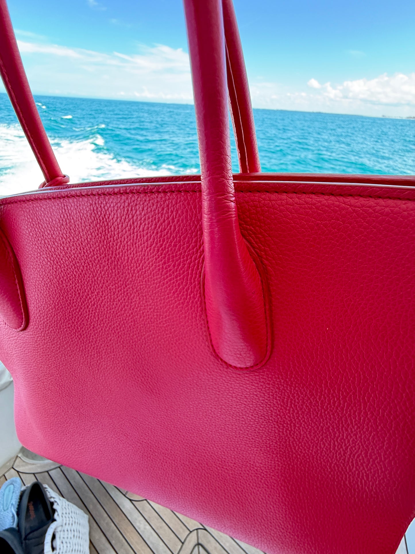 Dior Grained Calfskin Bar Tote Hot Pink