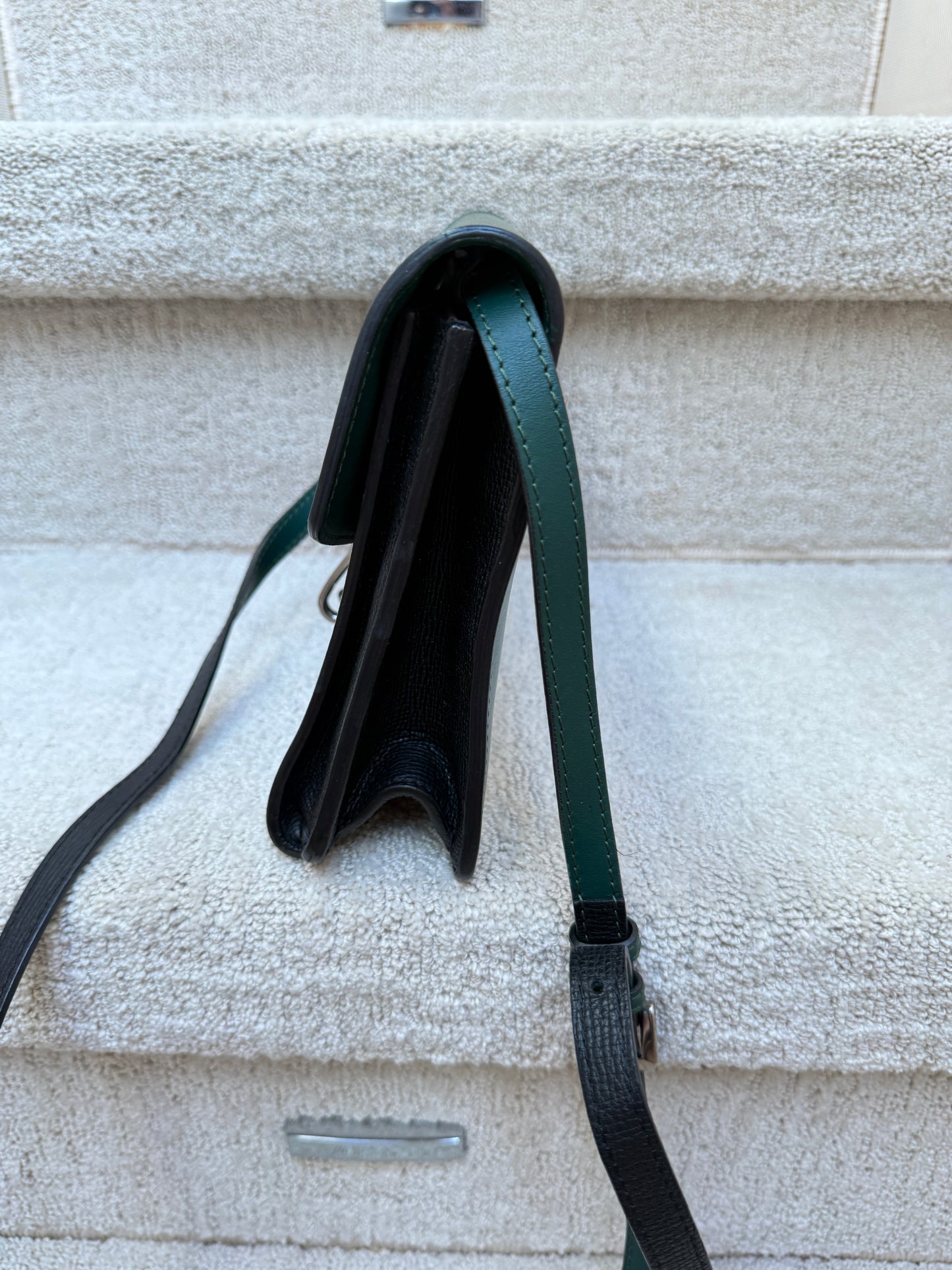 Burberry Derby Calfskin Baby Macken Crossbody Bag Black & Green