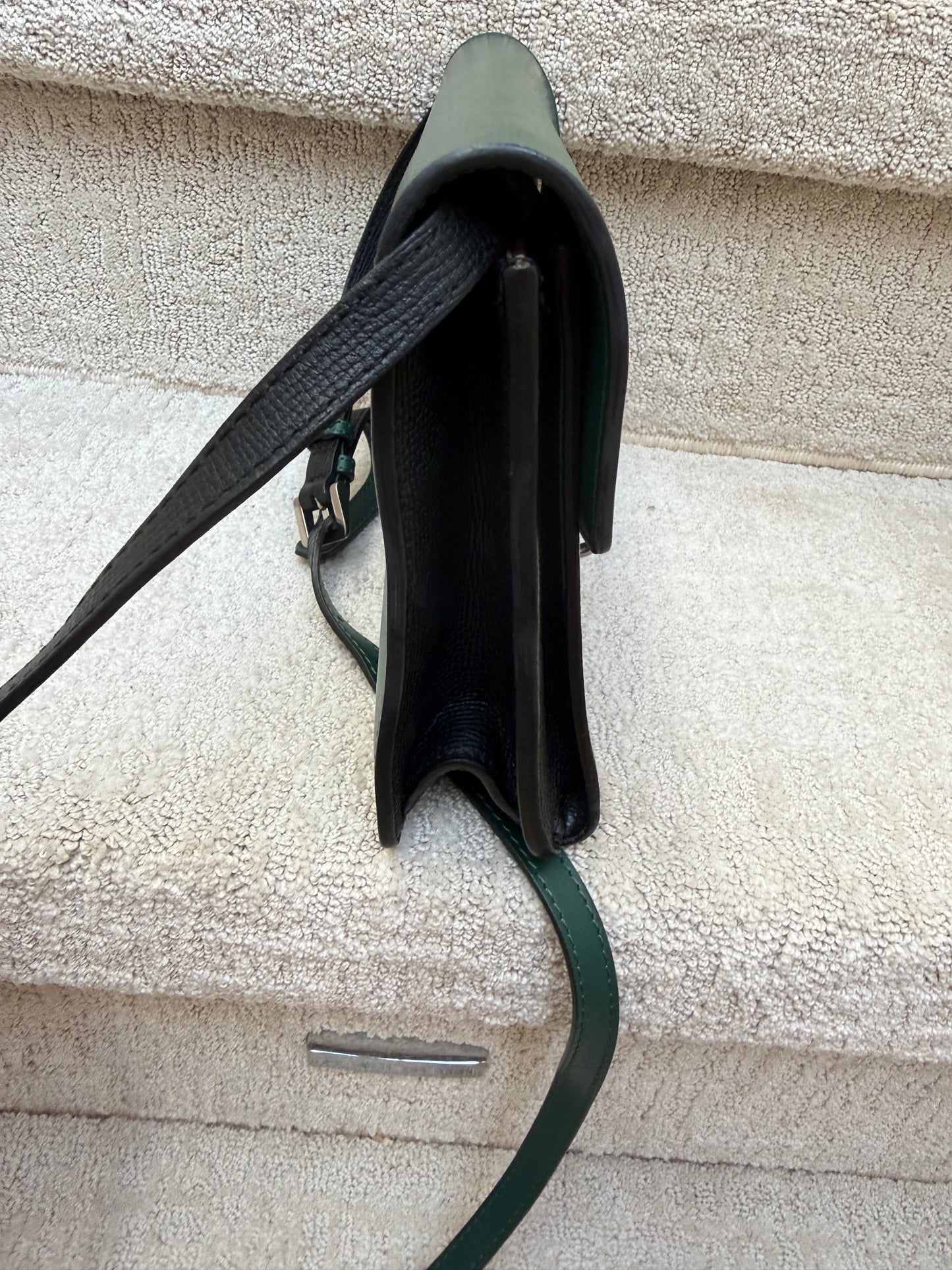Burberry Derby Calfskin Baby Macken Crossbody Bag Black & Green