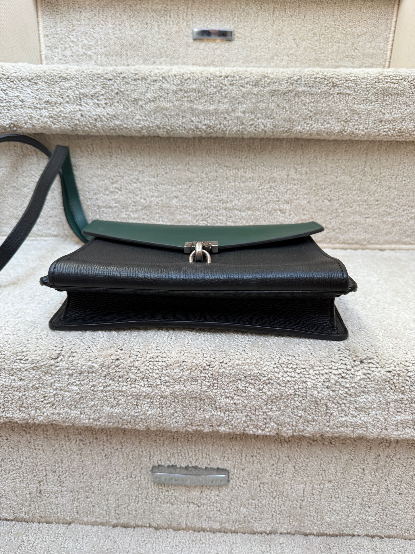 Burberry Derby Calfskin Baby Macken Crossbody Bag Black & Green