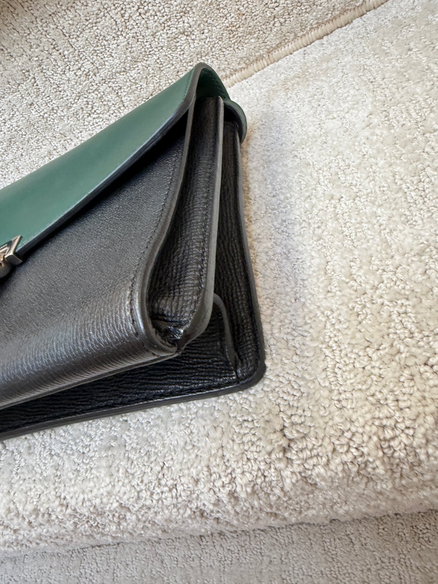 Burberry Derby Calfskin Baby Macken Crossbody Bag Black & Green