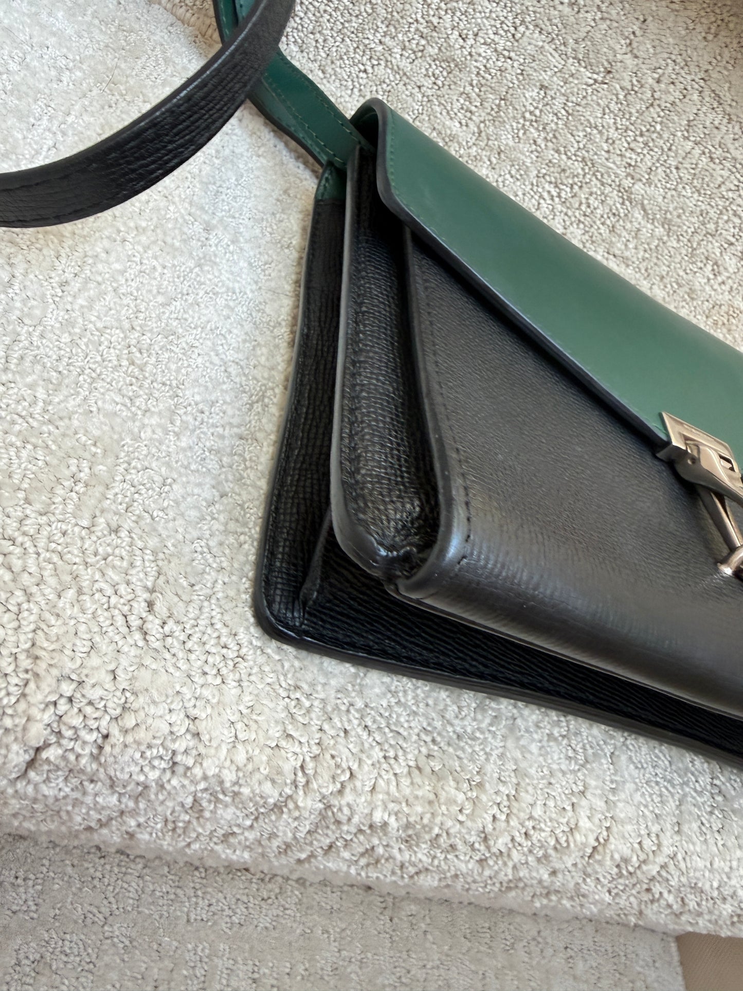 Burberry Derby Calfskin Baby Macken Crossbody Bag Black & Green