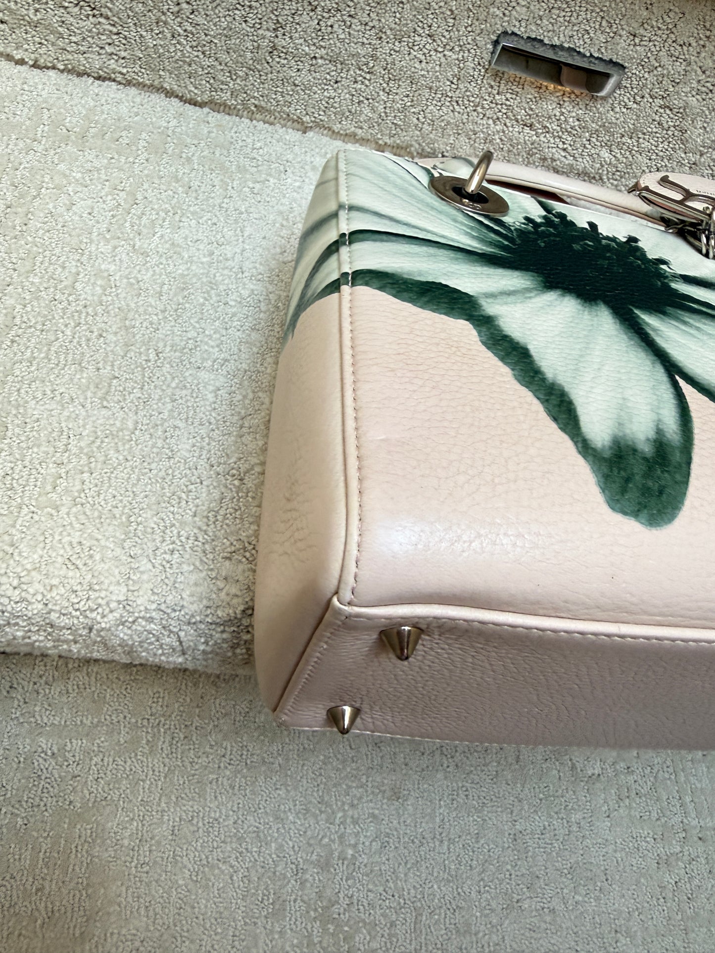Christian Dior Lady Dior Calfskin Blush with Floral Print Pre-Owned