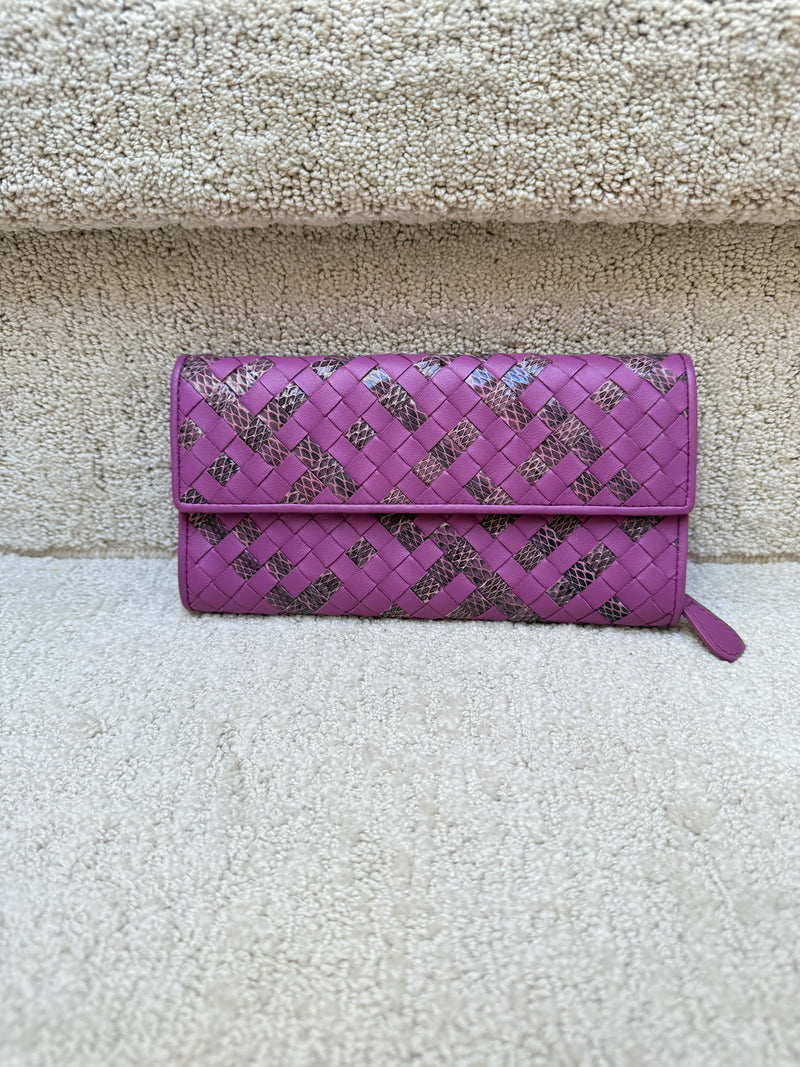 Bottega Veneta Nappa Intrecciato Continental Flap Wallet Purple