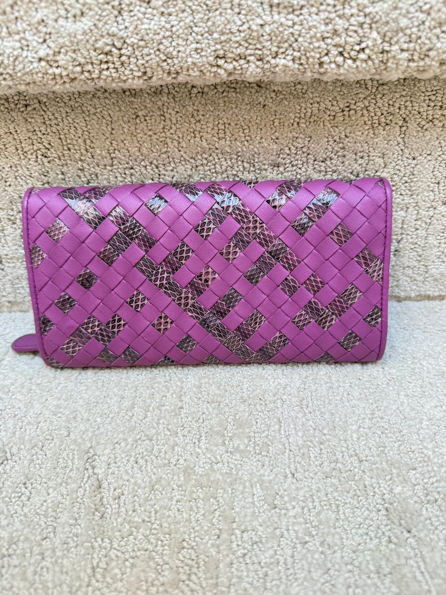 Bottega Veneta Nappa Intrecciato Continental Flap Wallet Purple