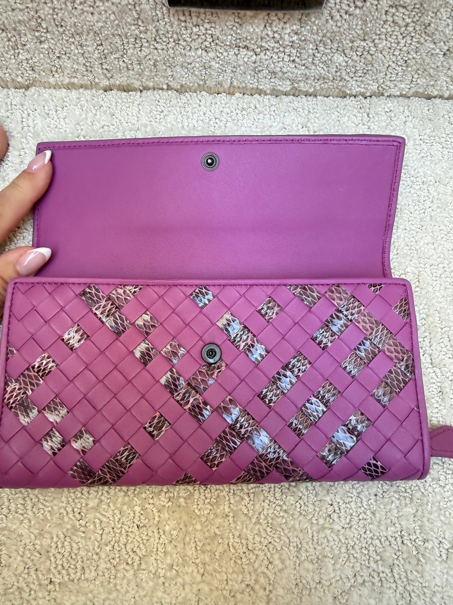 Bottega Veneta Nappa Intrecciato Continental Flap Wallet Purple