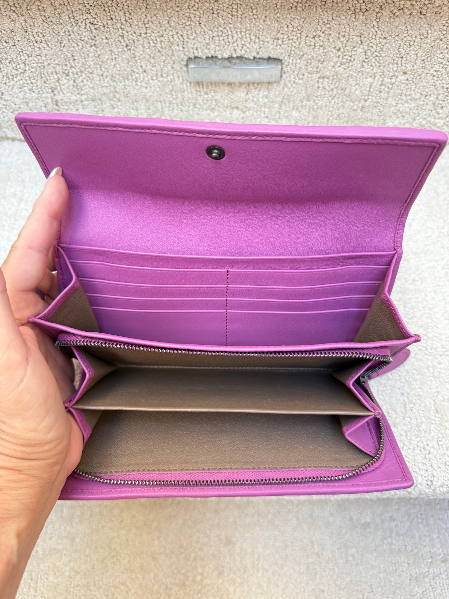 Bottega Veneta Nappa Intrecciato Continental Flap Wallet Purple